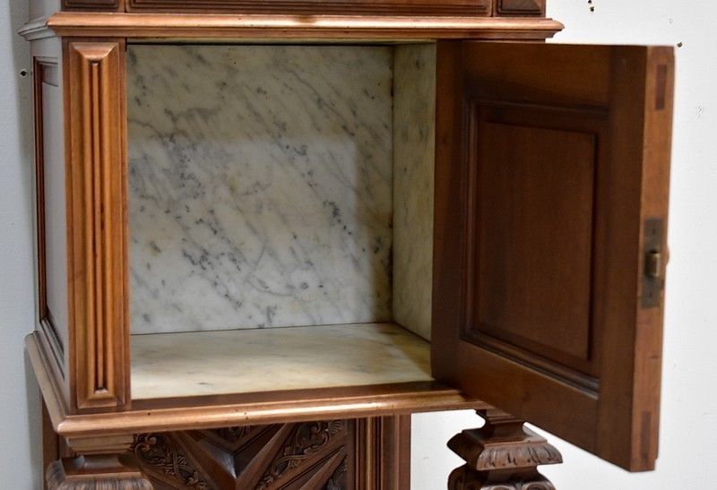 Renaissance Sculpted High Bedside Table, 1900 photo vintage
