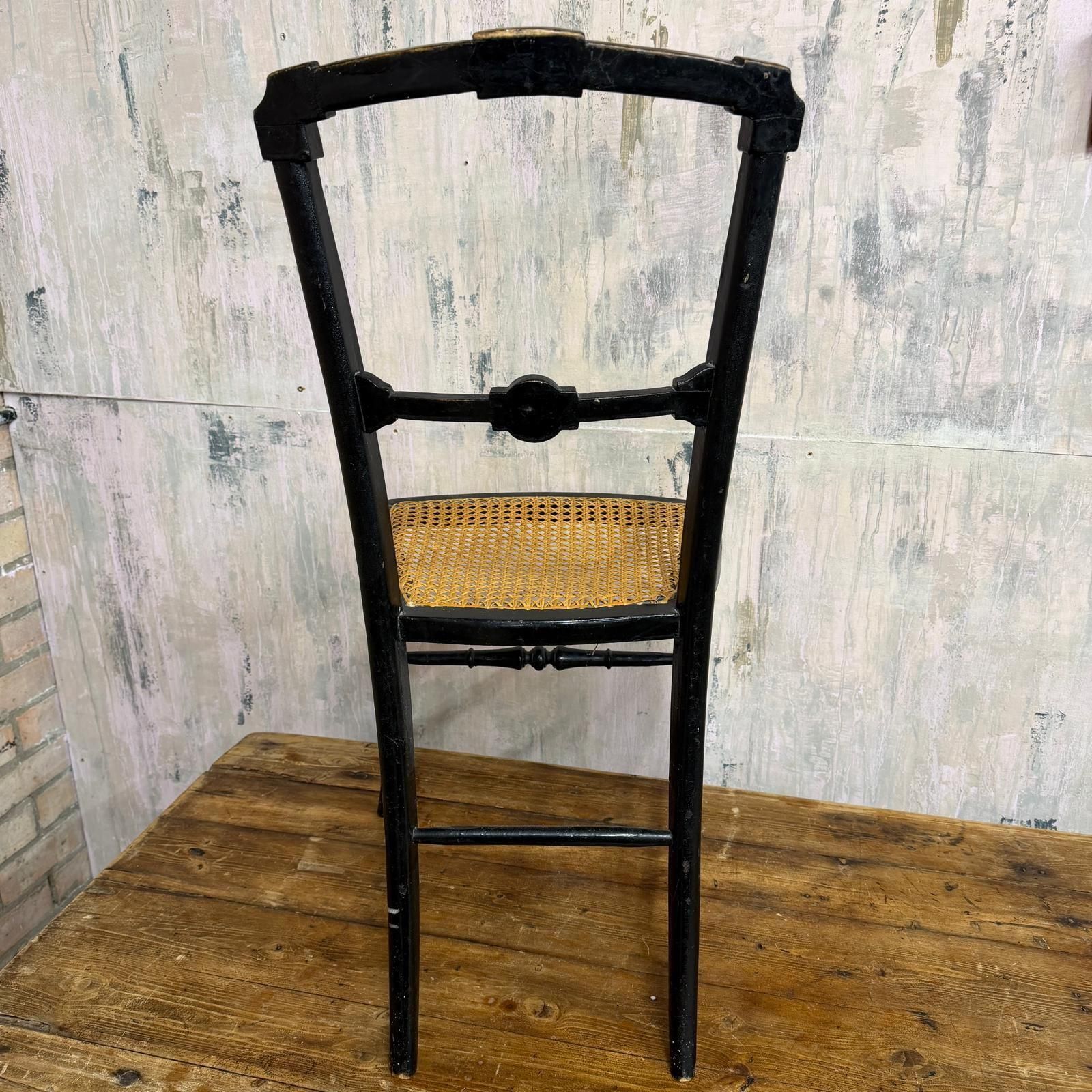 Antique Victorian Ebonised Wooden Chair Aesthetic Movement Inlaid Mother Of Pea photo for sale