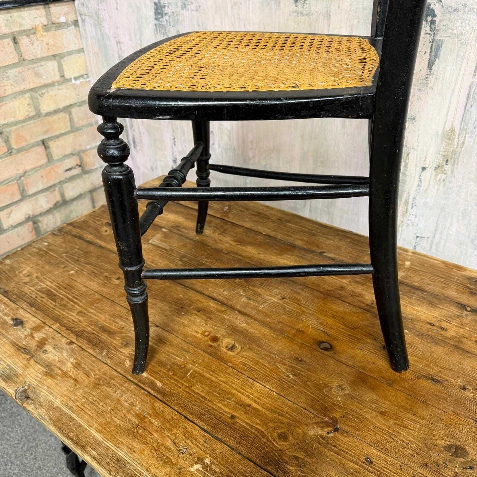 179.0 Antique Victorian Ebonised Wooden Chair Aesthetic Movement Inlaid Mother Of Pea photo