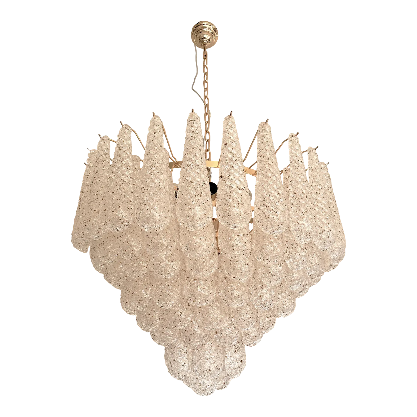 Huge Italian “Conchiglie” Murano Glass Gold Chandelier