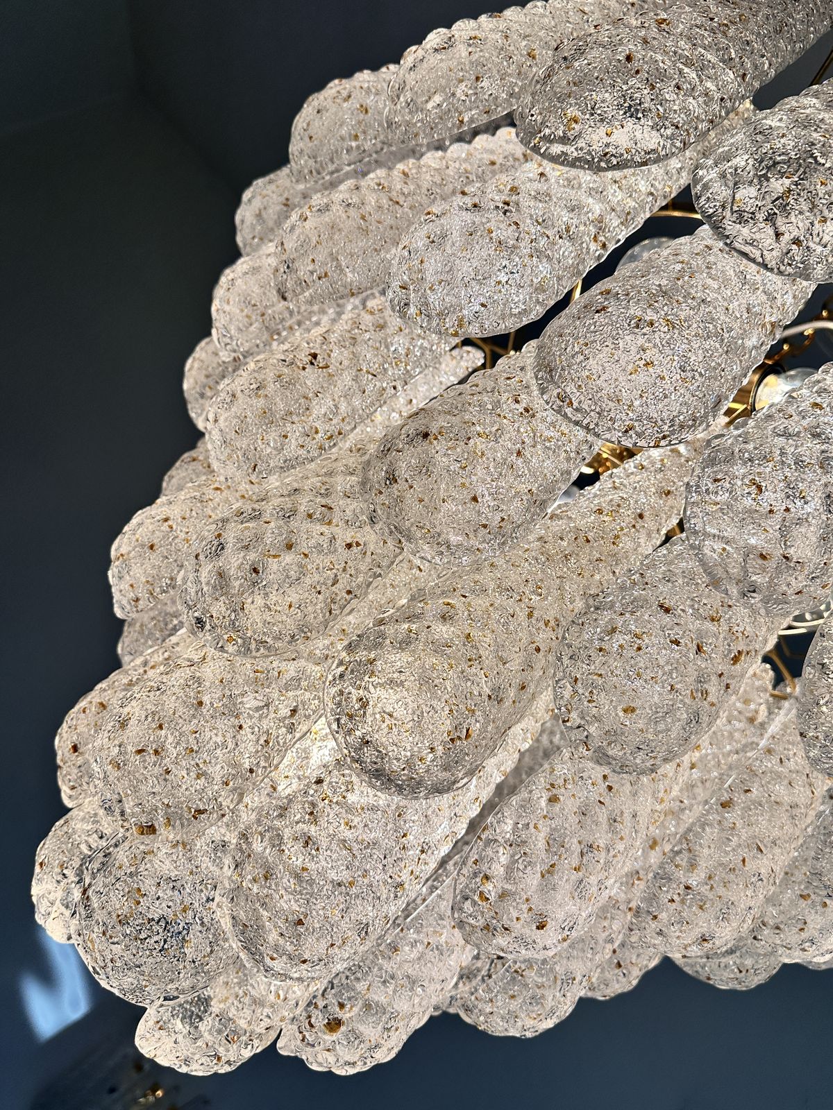 Mid Century Modern Italian “Conchiglie” Murano Glass Gold Chandelier photo 7998.0