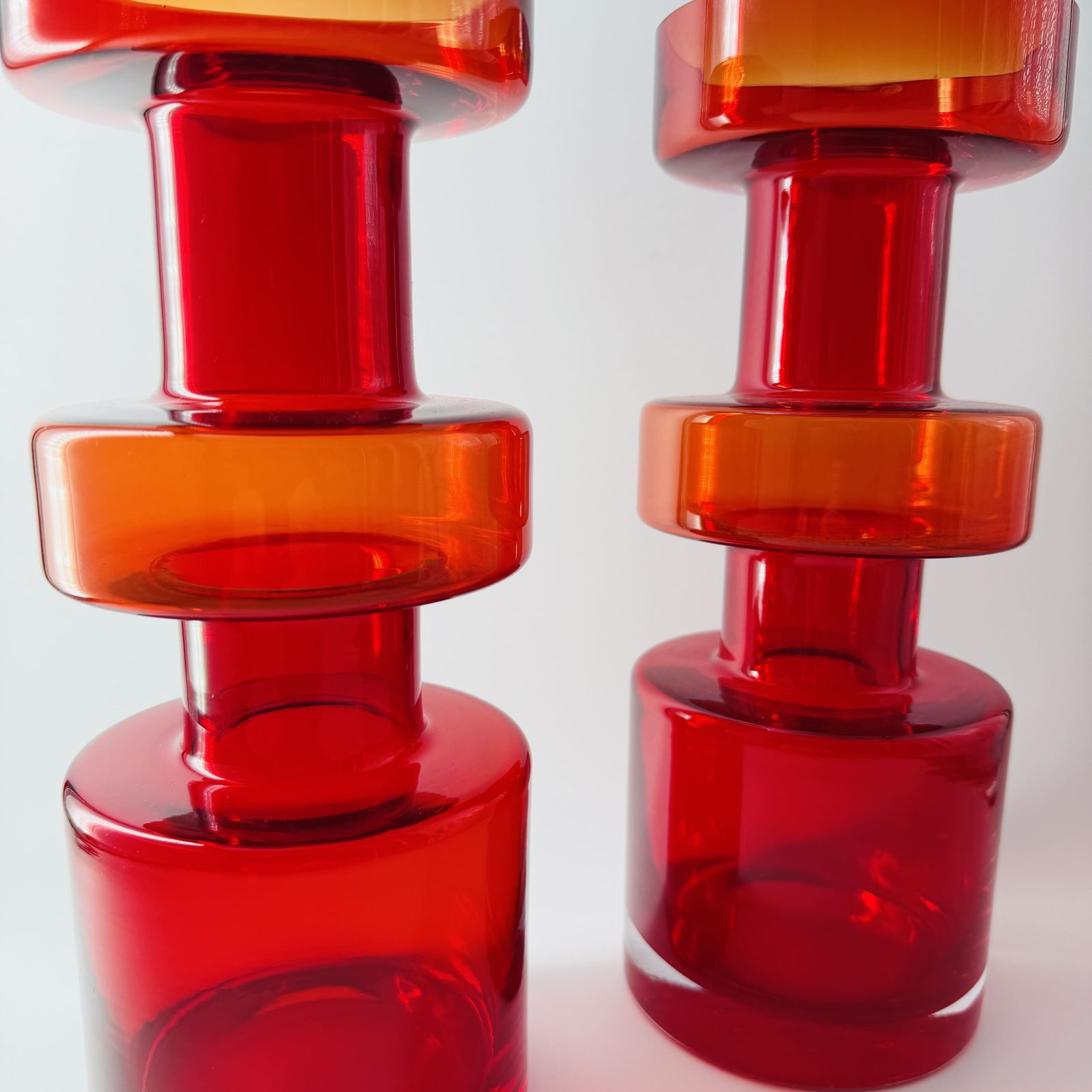 Finnish Art Glass Pair By Tamara Aladin For Riihimäen Lasi Oy photo vintage