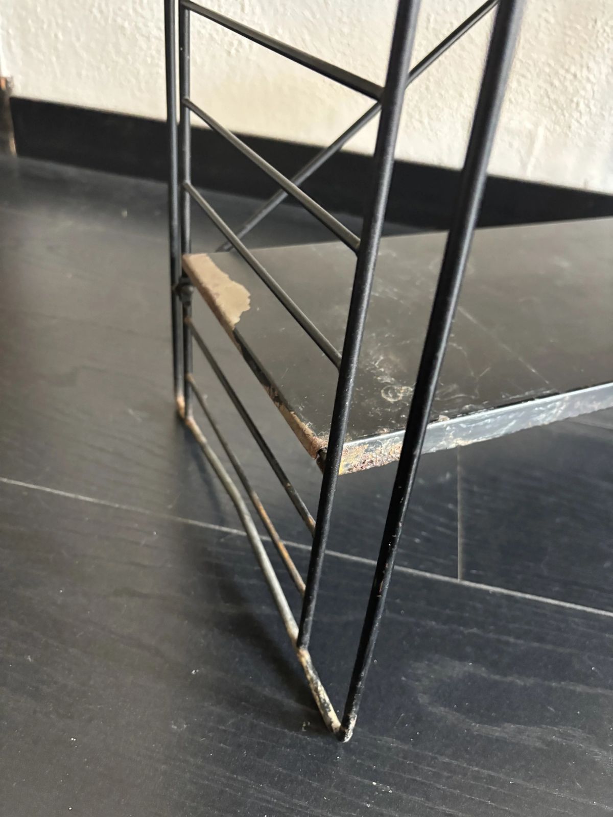 Vintage 1950s Tomado Shelf On Legs, Designed By A. Dekker, Black   84 X 25 Cm photo vintage