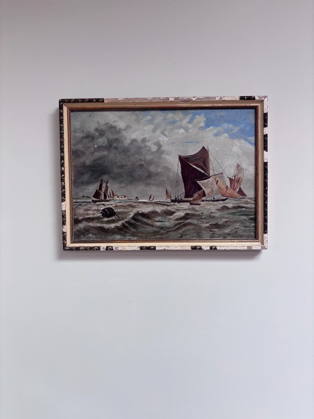 Antique Maritime Print | After Thomas Bush Hardy On The Medway | Rustic Coastal Wall Art photo Art