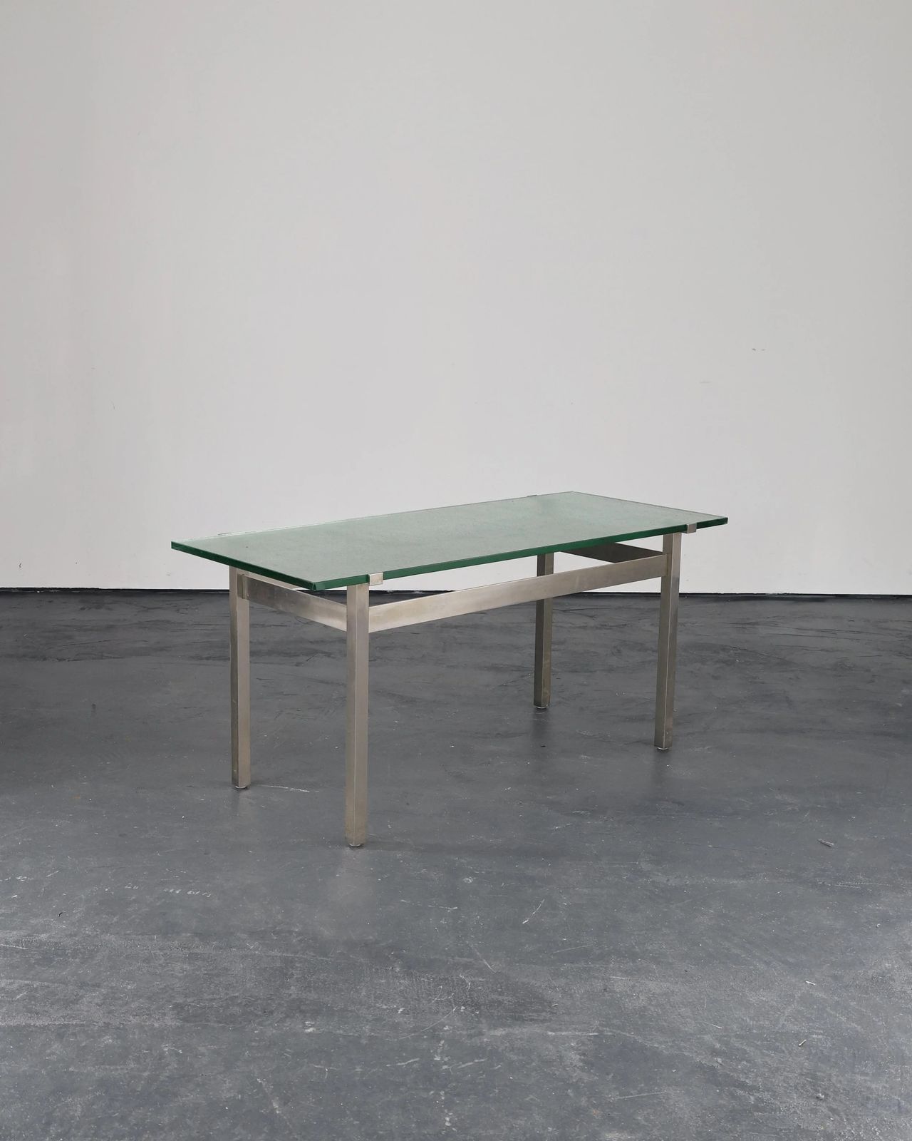 French C.1960s Nickel & Cast Glass Coffee Table