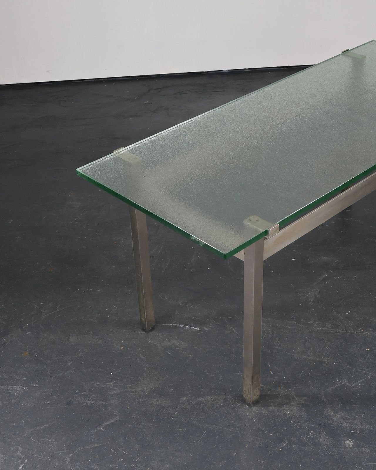 French C.1960s Nickel & Cast Glass Coffee Table photo 2915.0
