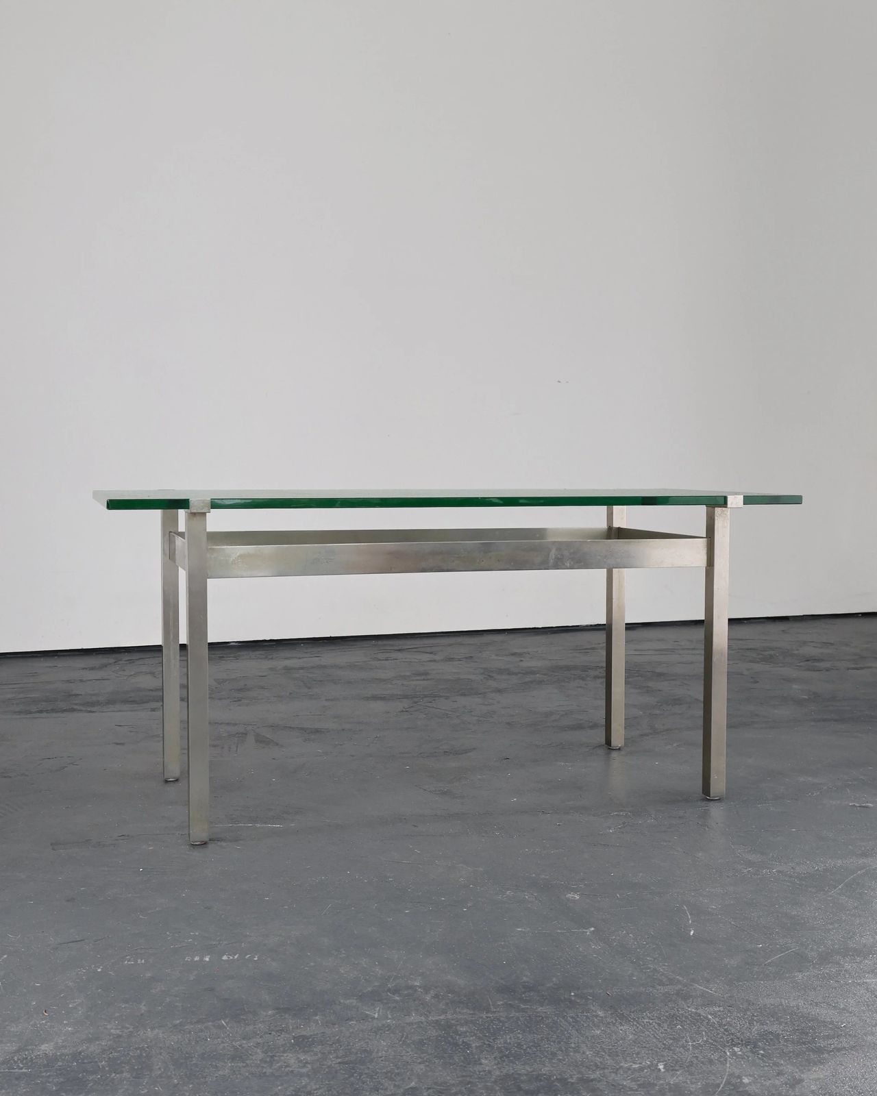photo furniture French C.1960s Nickel & Cast Glass Coffee Table
