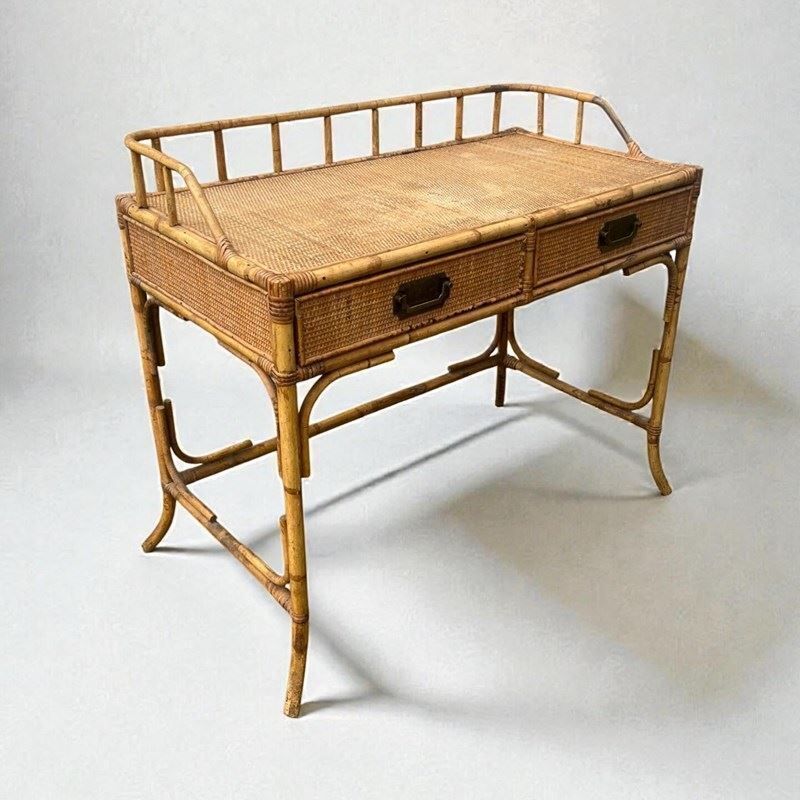Vintage Bamboo Desk Dressing Or Console Table photo furniture