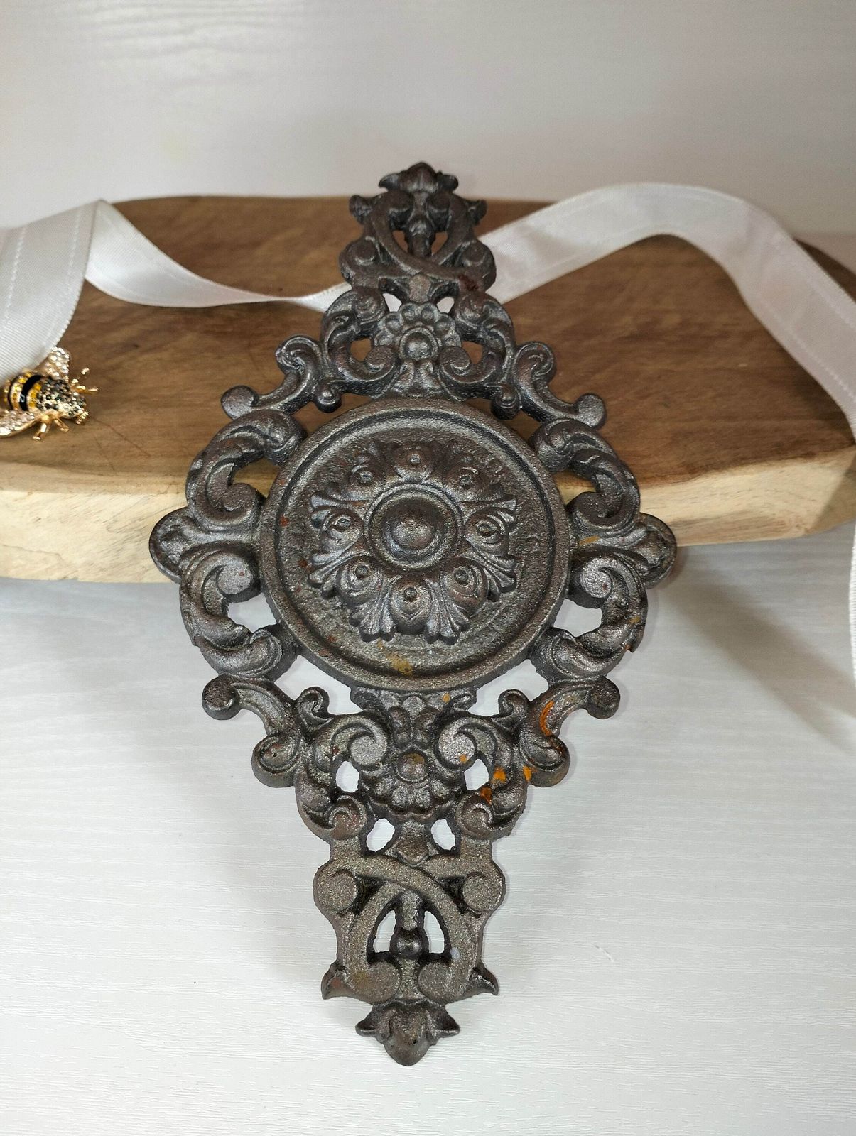 Furniture Pediment, Decorative Salvaged Hardware, 9.5 Inch