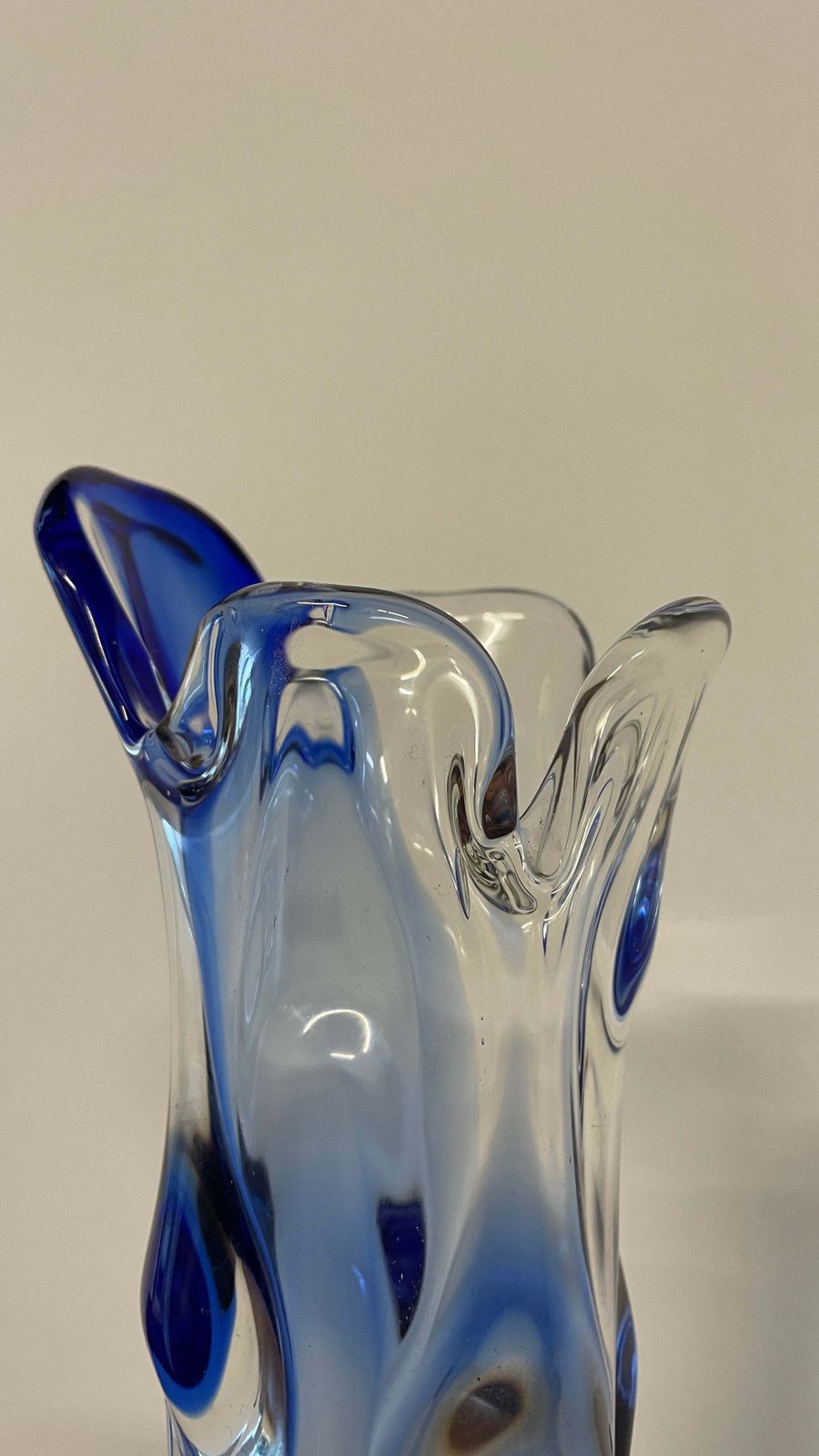Mid Century Blue & Clear Art Glass Vase By Josef Hospodka For Chribská, 1960s Czech Design photo Home Decor