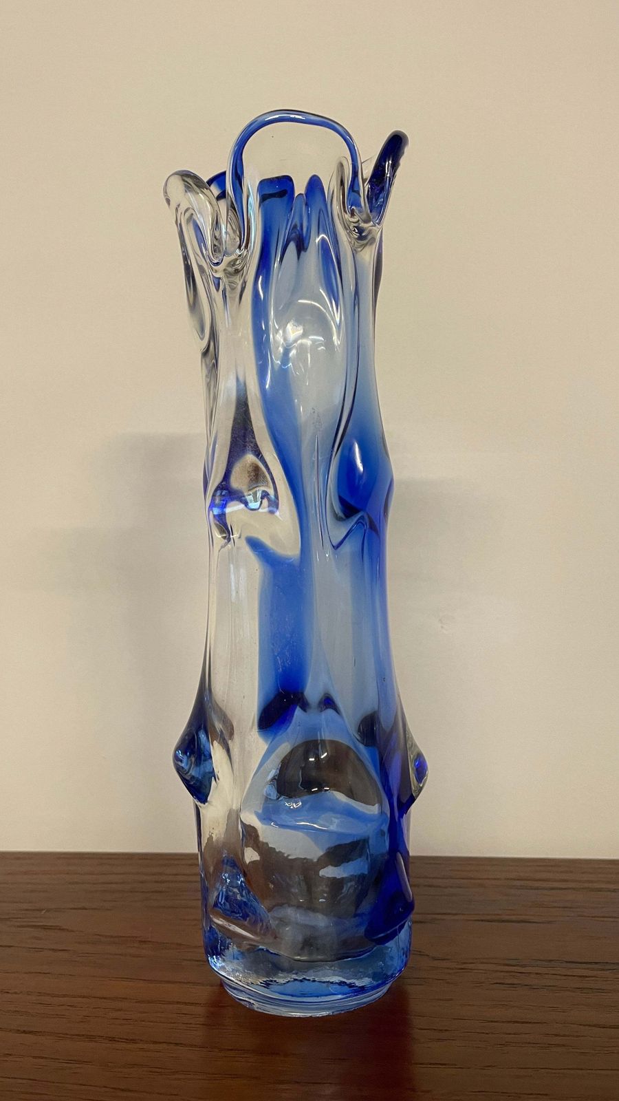 Mid Century Blue & Clear Art Glass Vase By Josef Hospodka For Chribská, 1960s Czech Design photo buy