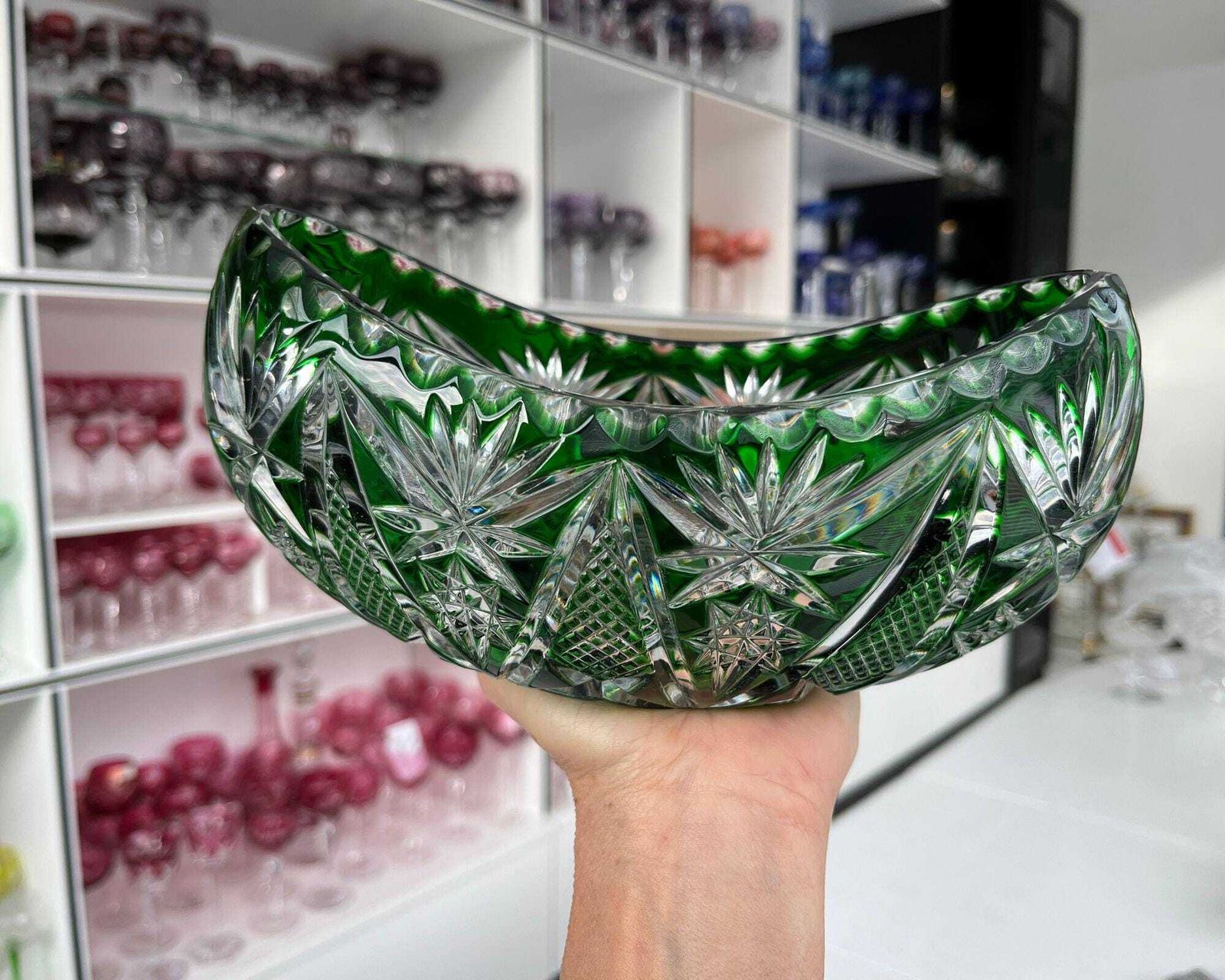 Emerald Green Crystal Bowl | Vintage Nachtmann photo vinterior