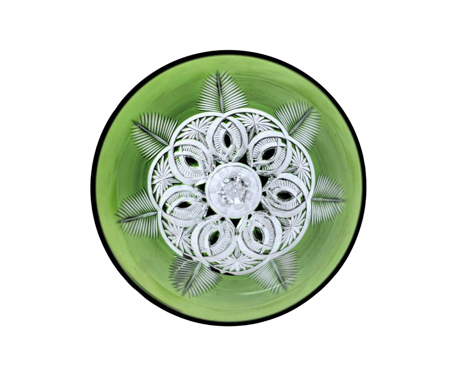 Groen Geslepen Kristallen Wijnglas | Exclusief België | Ananaspatroon photo Woonaccessoires