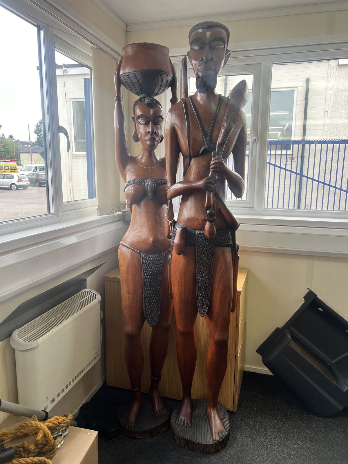 African Tribble Couple Life Size Solid Wooden Ethnic Art