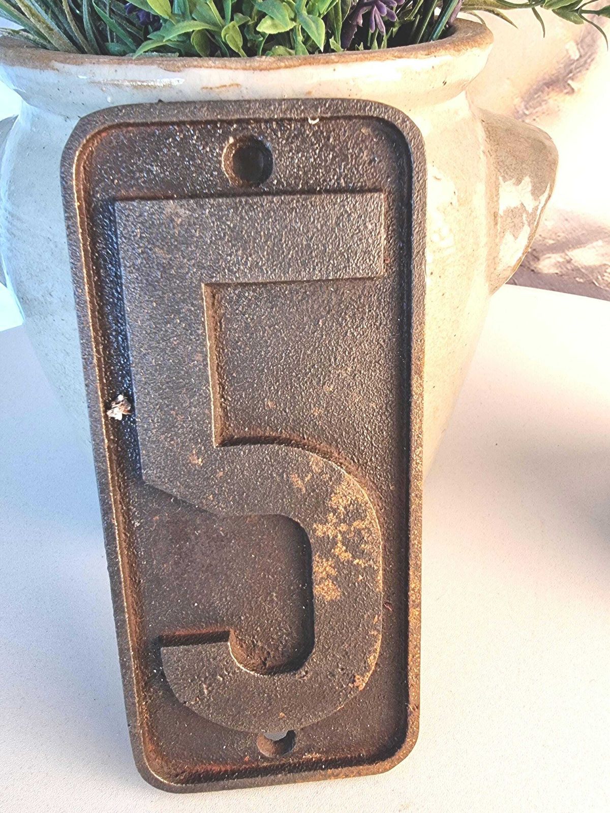 Antique Cast Iron French House Number Plaque photo 92.43