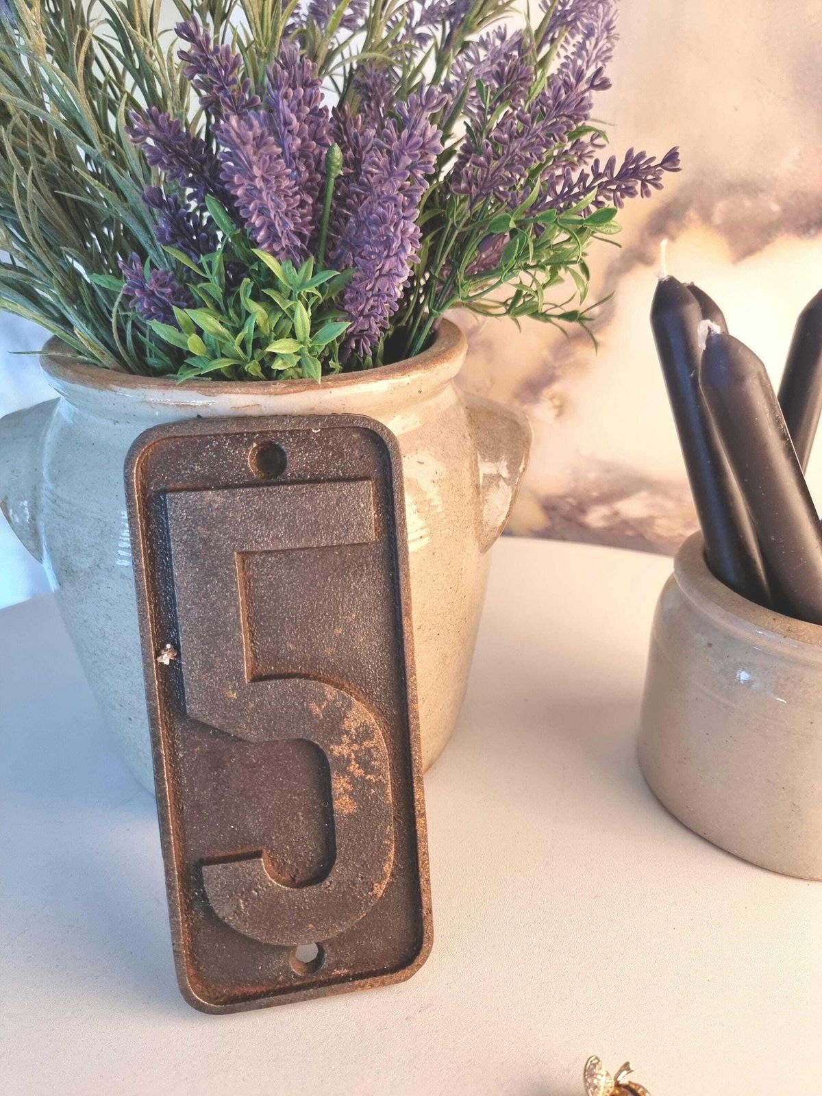 Antique Cast Iron French House Number Plaque photo vinterior