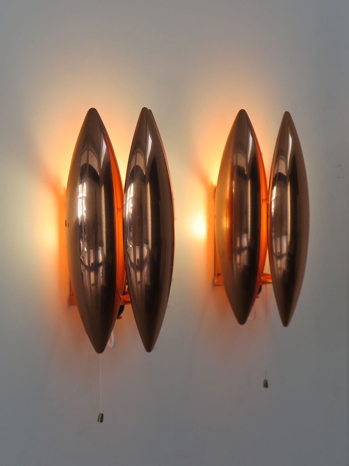 photo furniture "Kastor" Midcentury Copper Wall Lights Design Jo Hammerborg For Fog & Morup, Denmark 1960s
