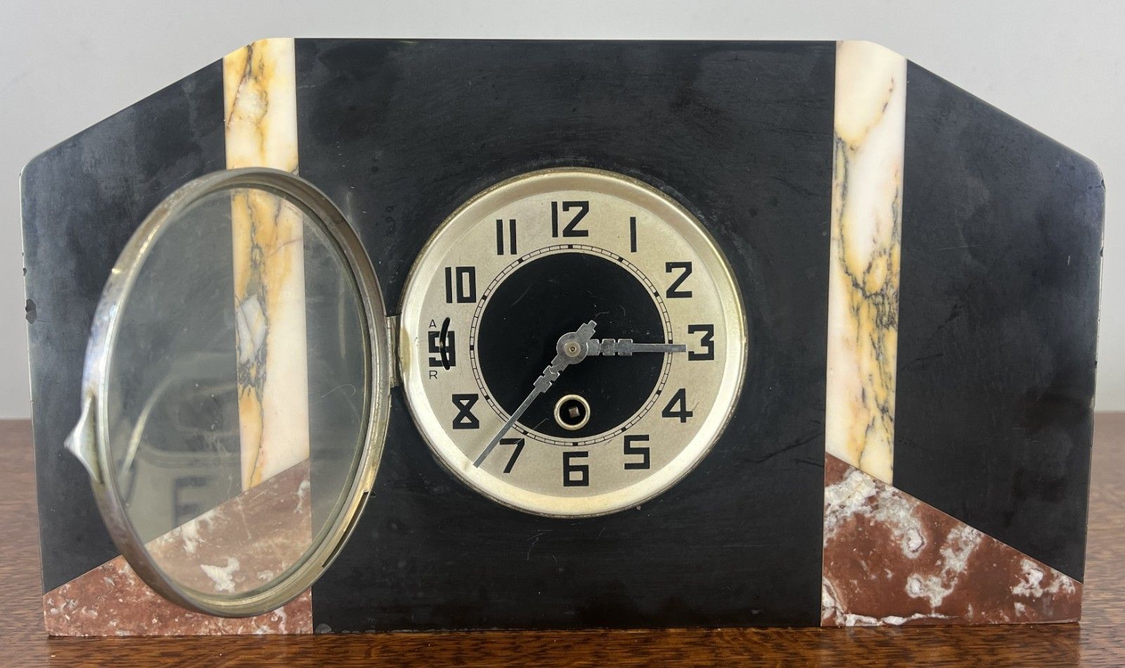 Clock Vintage French Style Art Deco Marble Mantel Clock Set Lot 4764 photo buy
