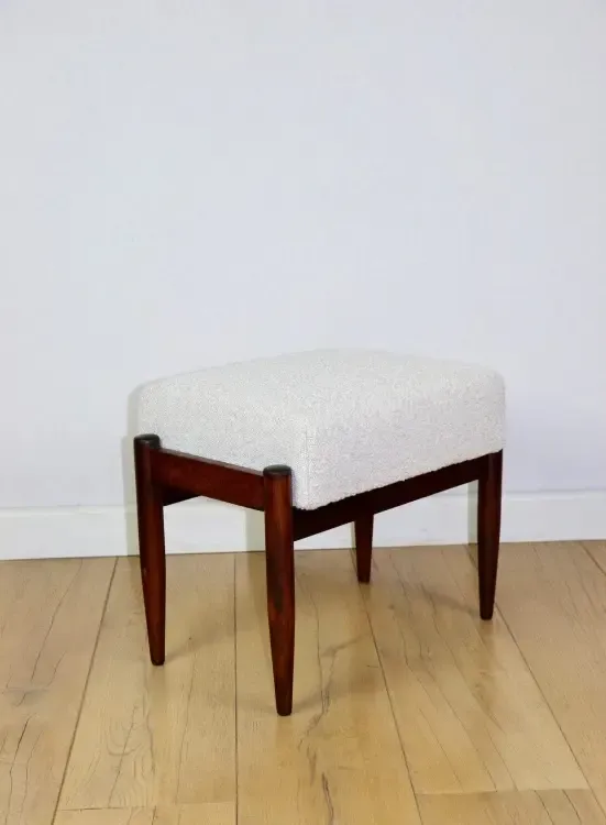 Edmund Homa Stool, Cream Ivory And White Boucle Seat   2 Pieces Available photo vinterior