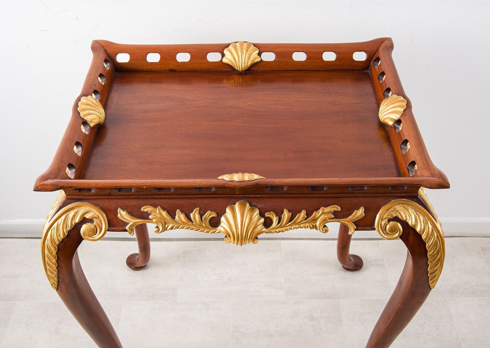 Vintage Mahogany Side Table With Gilt Carved Details photo Furniture