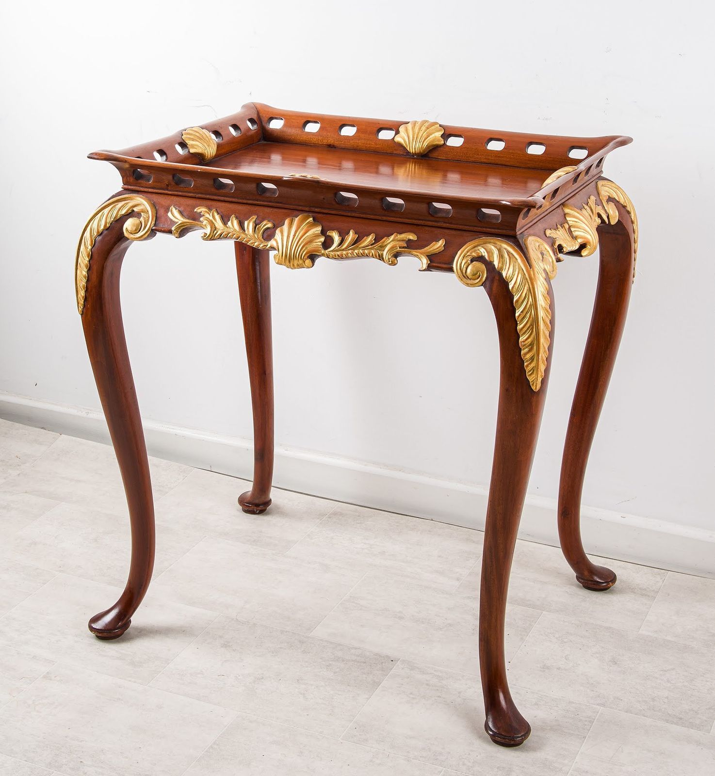 Vintage Mahogany Side Table With Gilt Carved Details photo 495.0