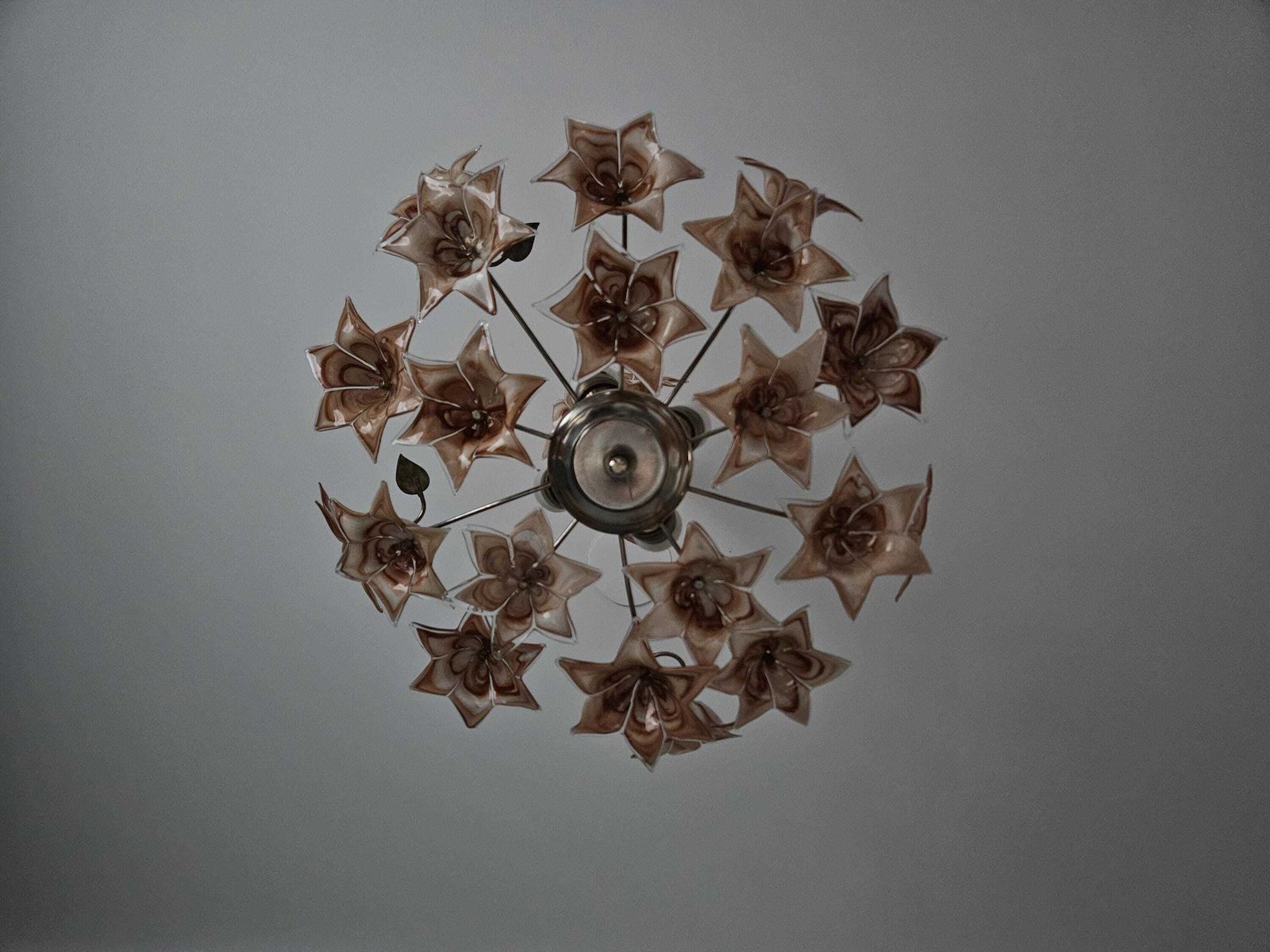 Vintage Floral Glass Chandelier – Mid Century Murano Ceiling Light With 23 Glass Flowers photo furniture