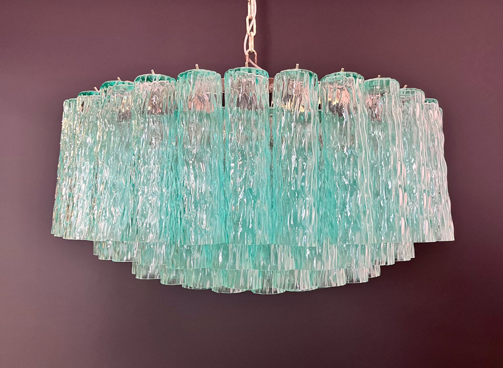 Large Murano Glass Chandelier   101 Turquoise Tube Glasses