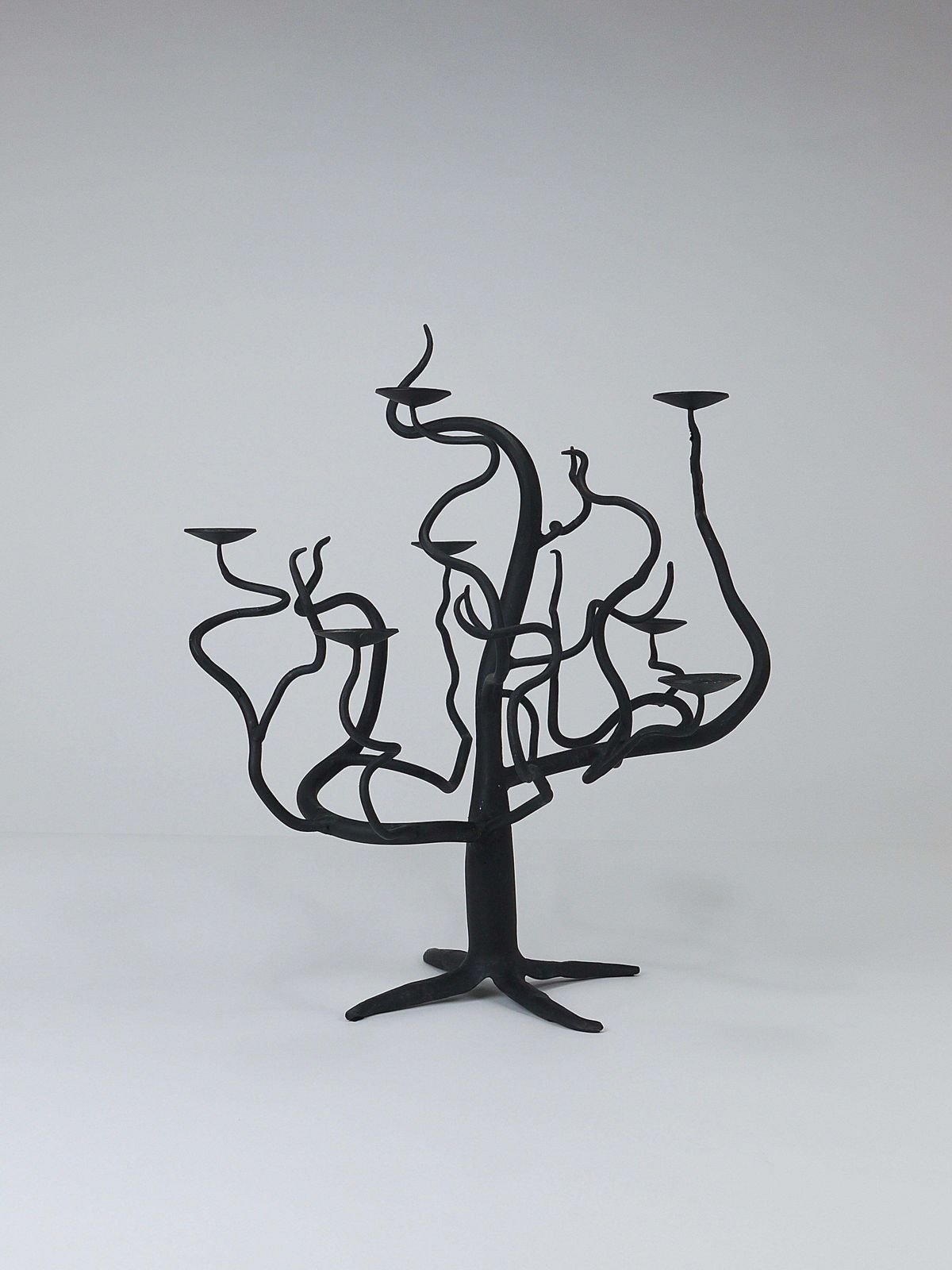 photo for sale Sculptural Brutalist Tree Of Life Hand Forged Candelabra Candle Holder, 1970s
