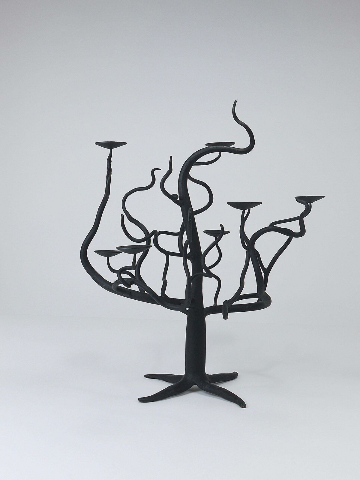 photo vinterior Sculptural Brutalist Tree Of Life Hand Forged Candelabra Candle Holder, 1970s