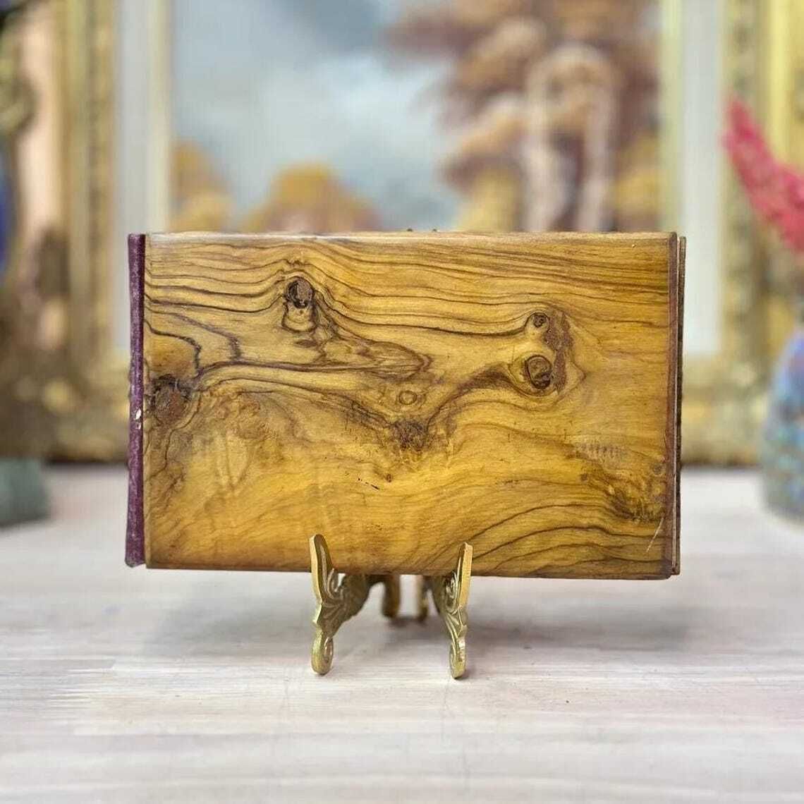 photo furniture Antique Olive Wood Holy Land Flower Book C1910 Jerusalem Herbarium Views Judaica