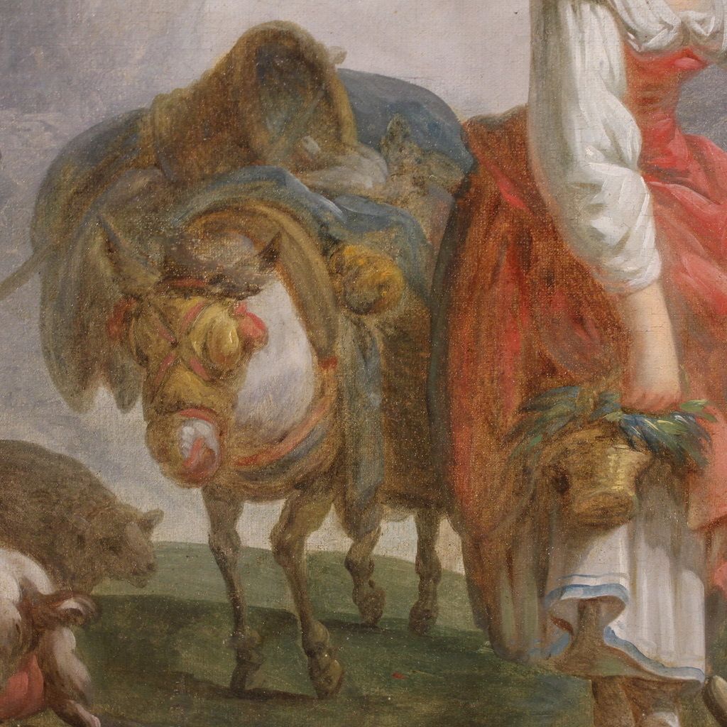 Great 18th Century French Painting, Romantic Pastoral Scene photo for sale