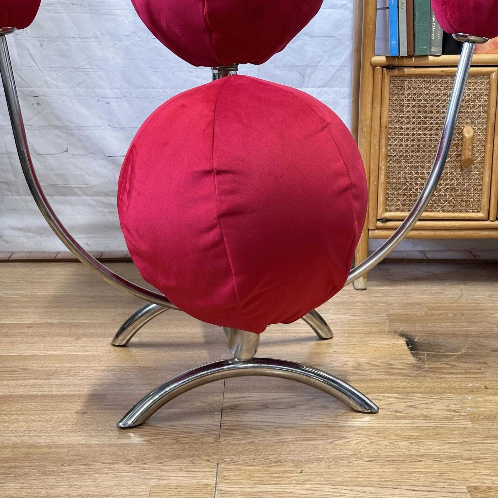Alan Eagle Solar System Chair Red Velvet & Chrome Post Modern Orbital Design photo 986.0