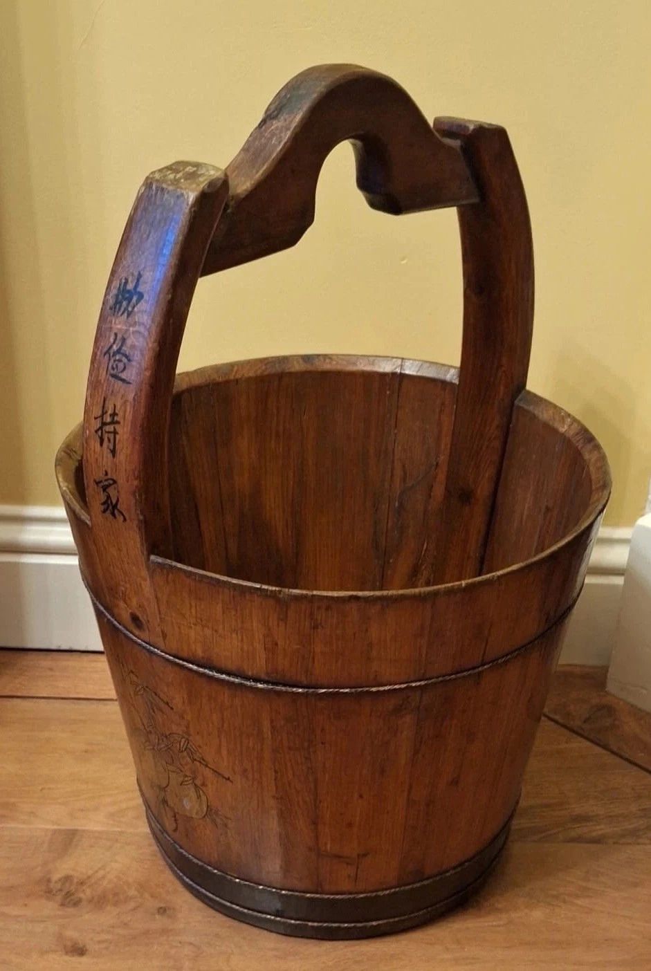 Large Rare Chinese Antique Well Bucket Hand Painted, Planter, Fire Store photo furniture