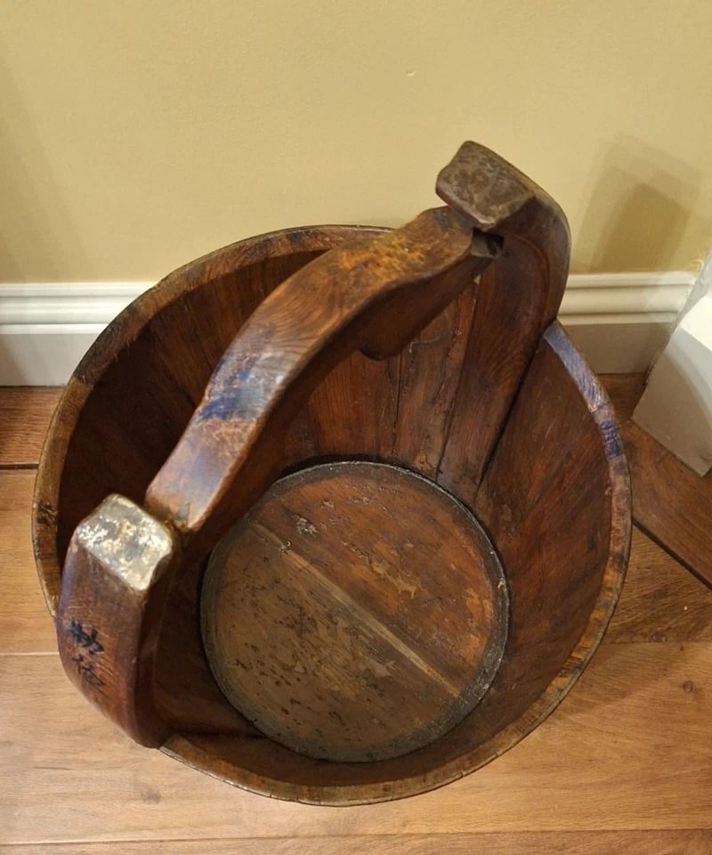 Large Rare Chinese Antique Well Bucket Hand Painted, Planter, Fire Store photo 225.0