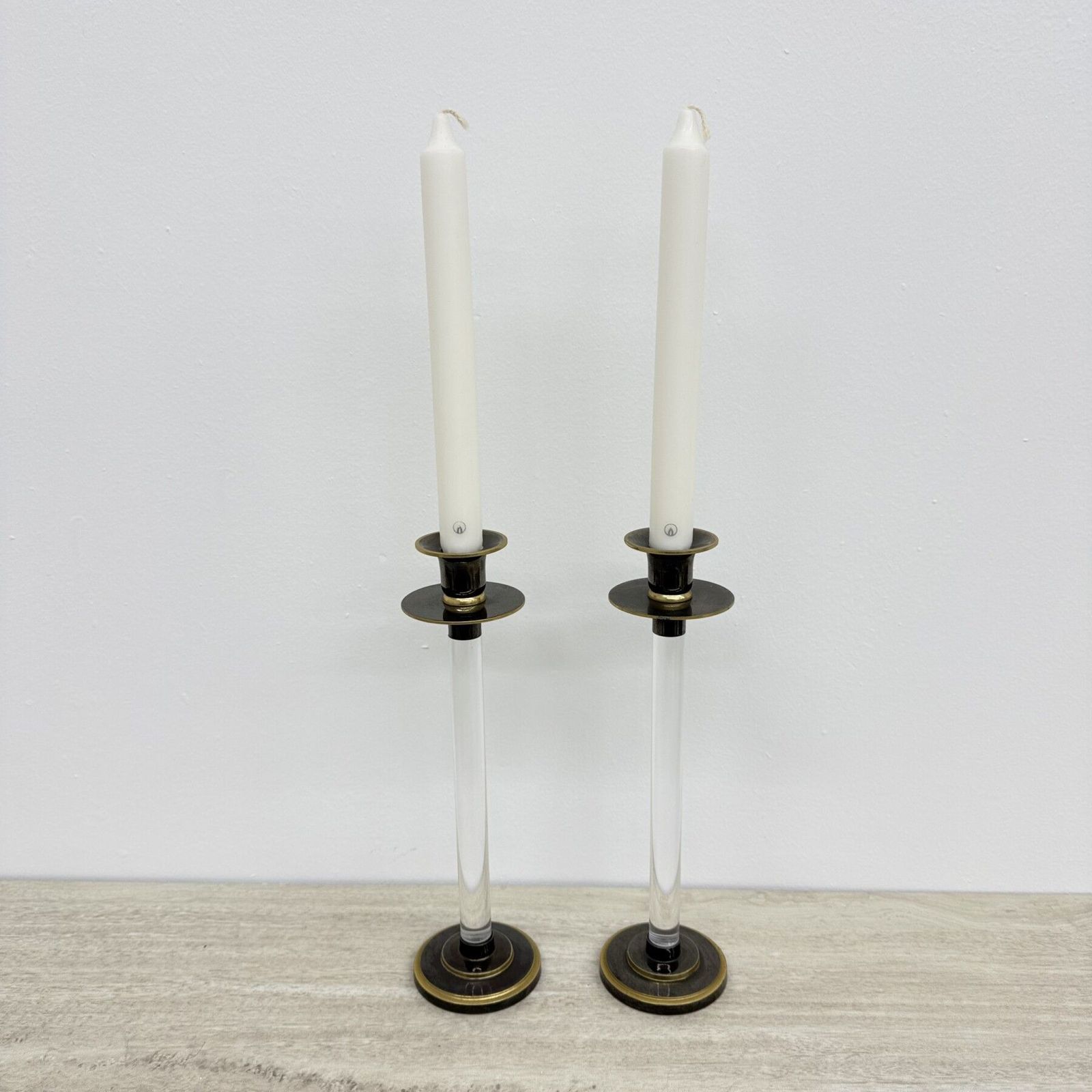 Set Of 2 Caravell Lucite Candle Sticks, 1970’s photo for sale