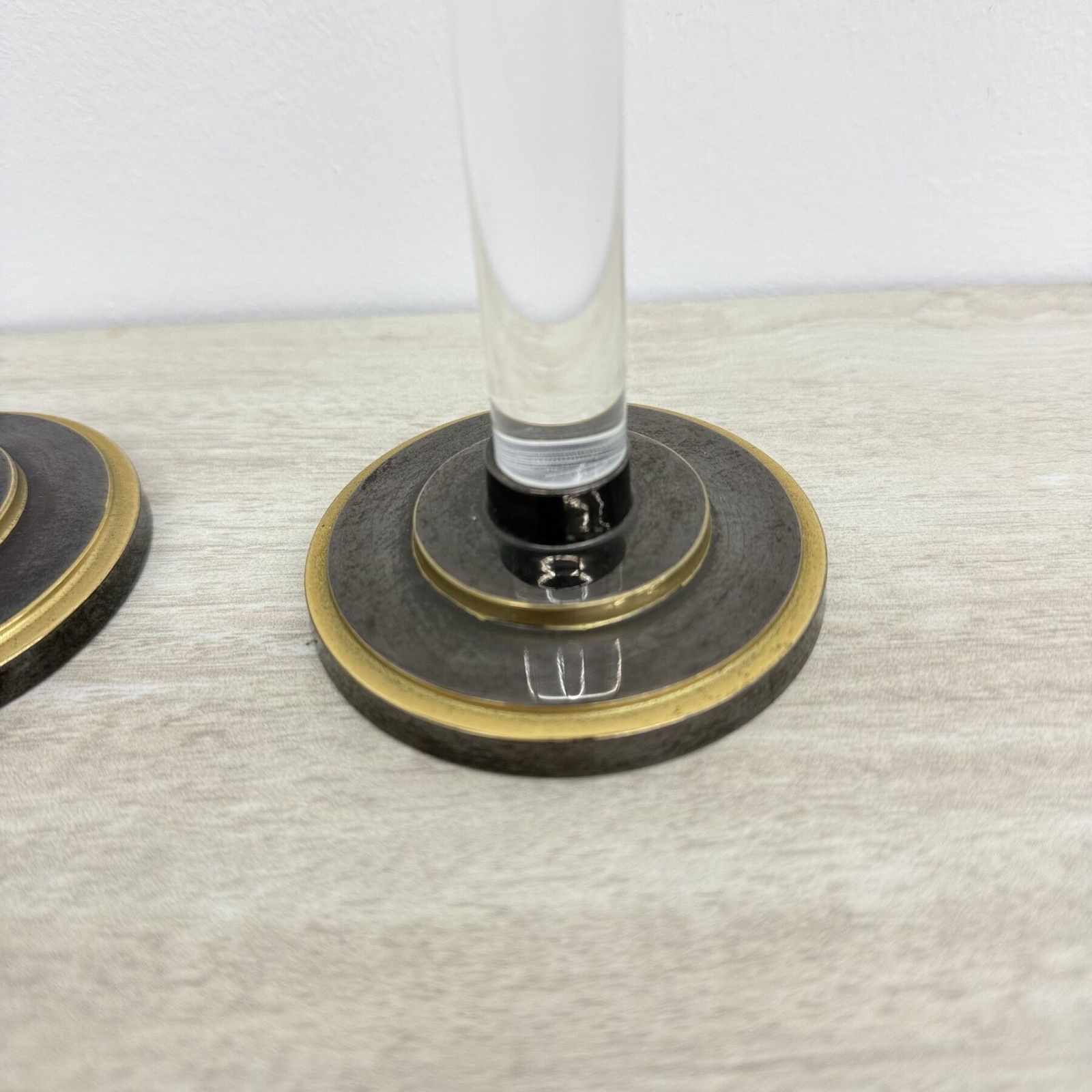 photo furniture Set Of 2 Caravell Lucite Candle Sticks, 1970’s