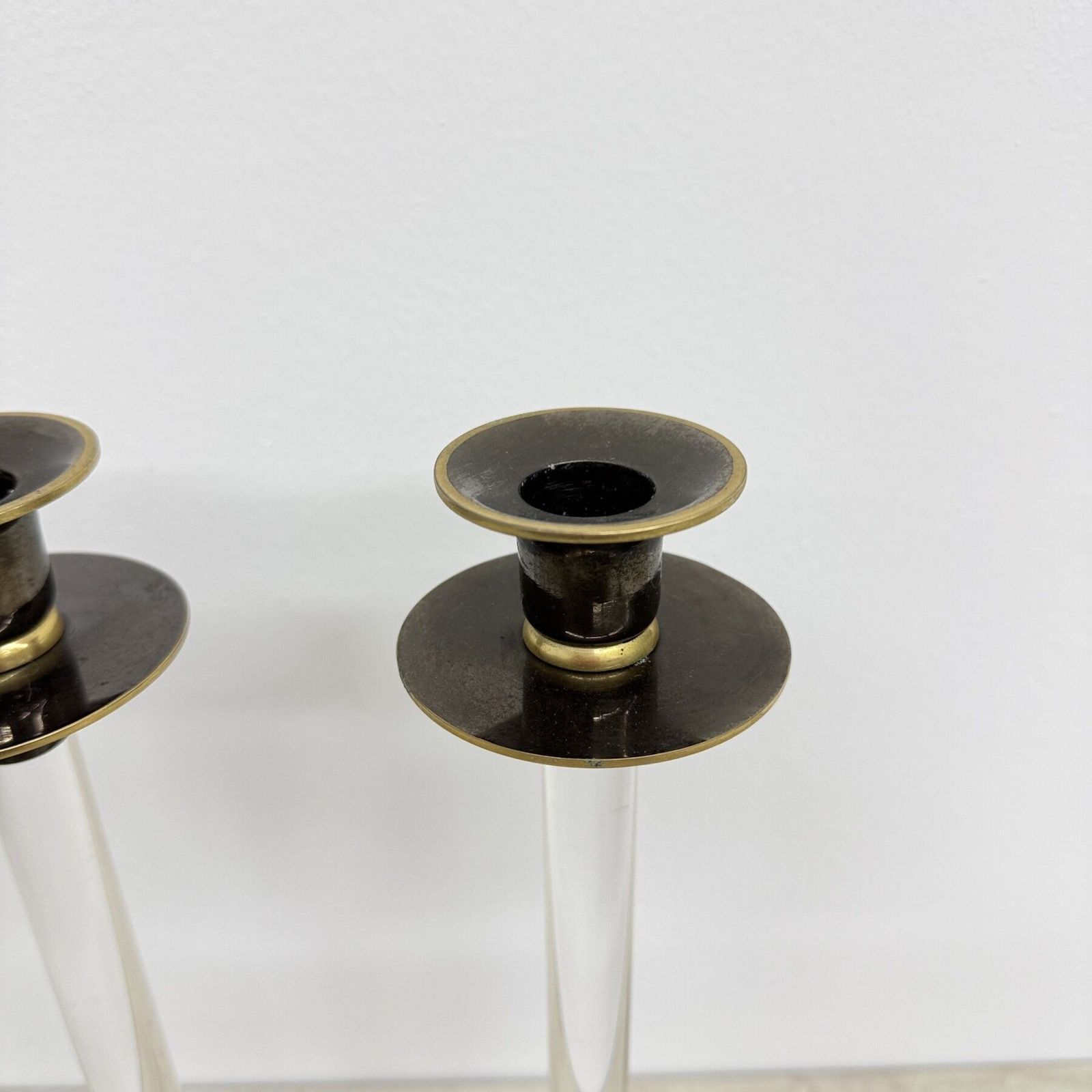 photo for sale Set Of 2 Caravell Lucite Candle Sticks, 1970’s