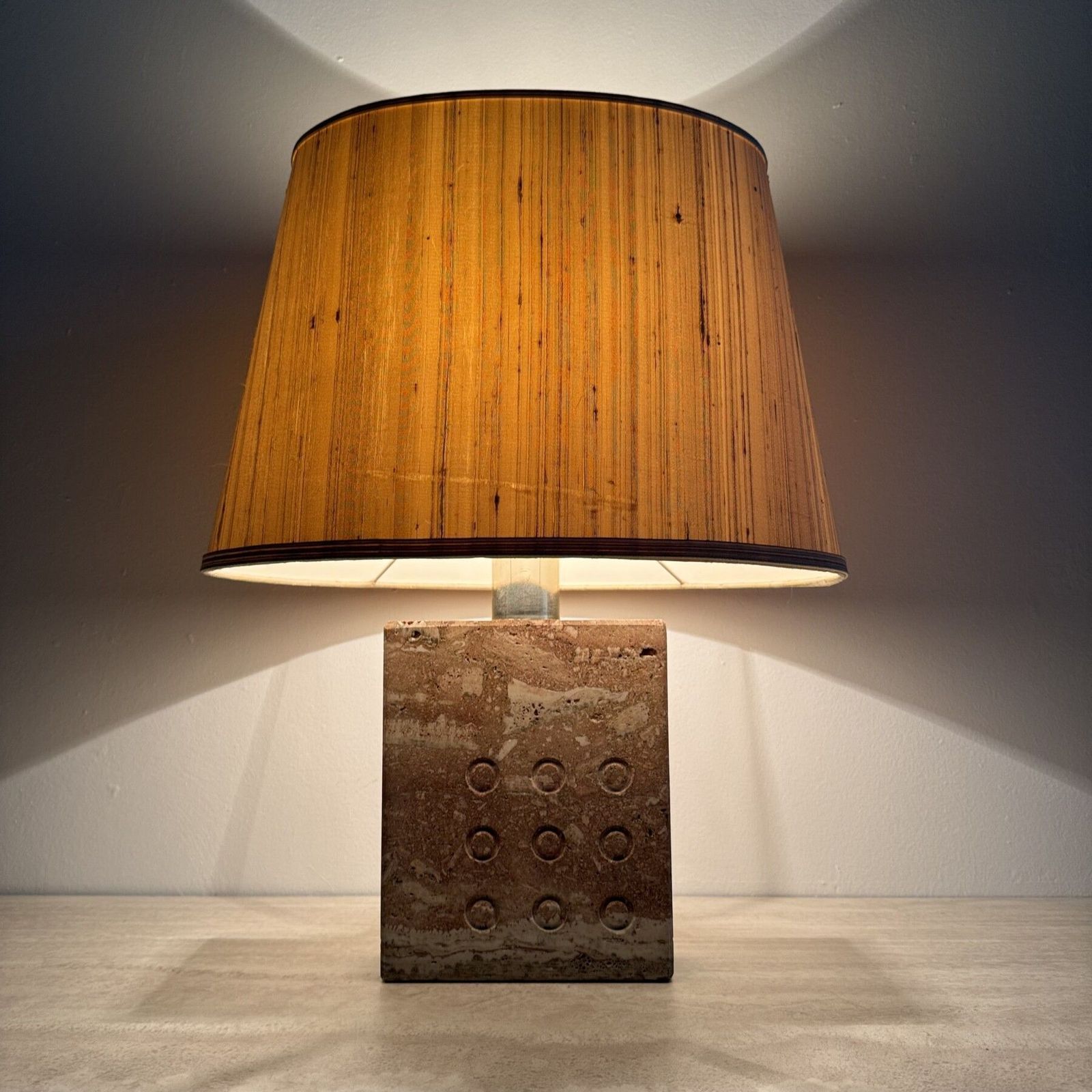 Mid Century Fratelli Manelli Travertine Tafellamp, Jaren 1970, Italië photo for sale