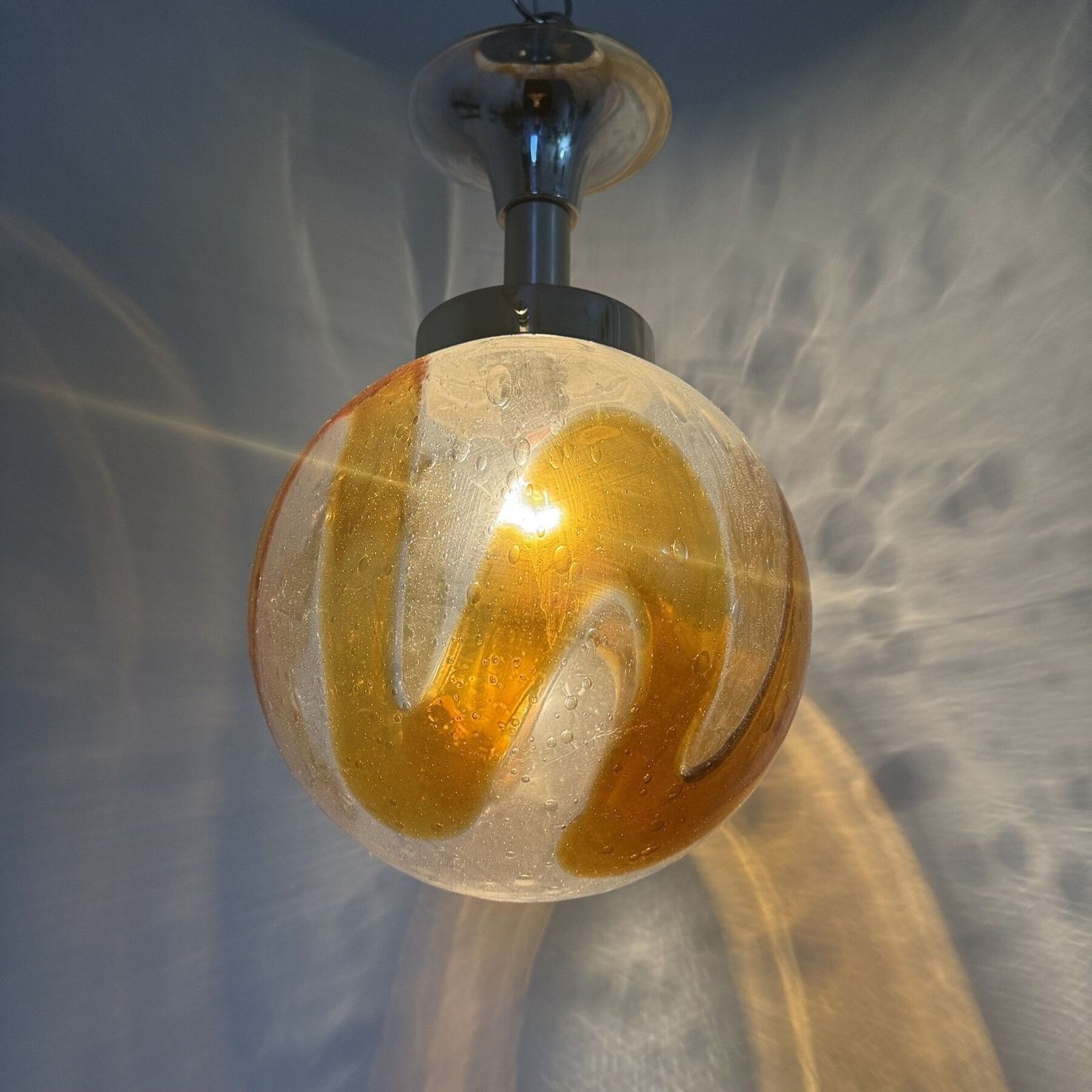 Murano Glass Hanging Lamp Pendant By Mazzega , 1970’s Italy photo Lighting