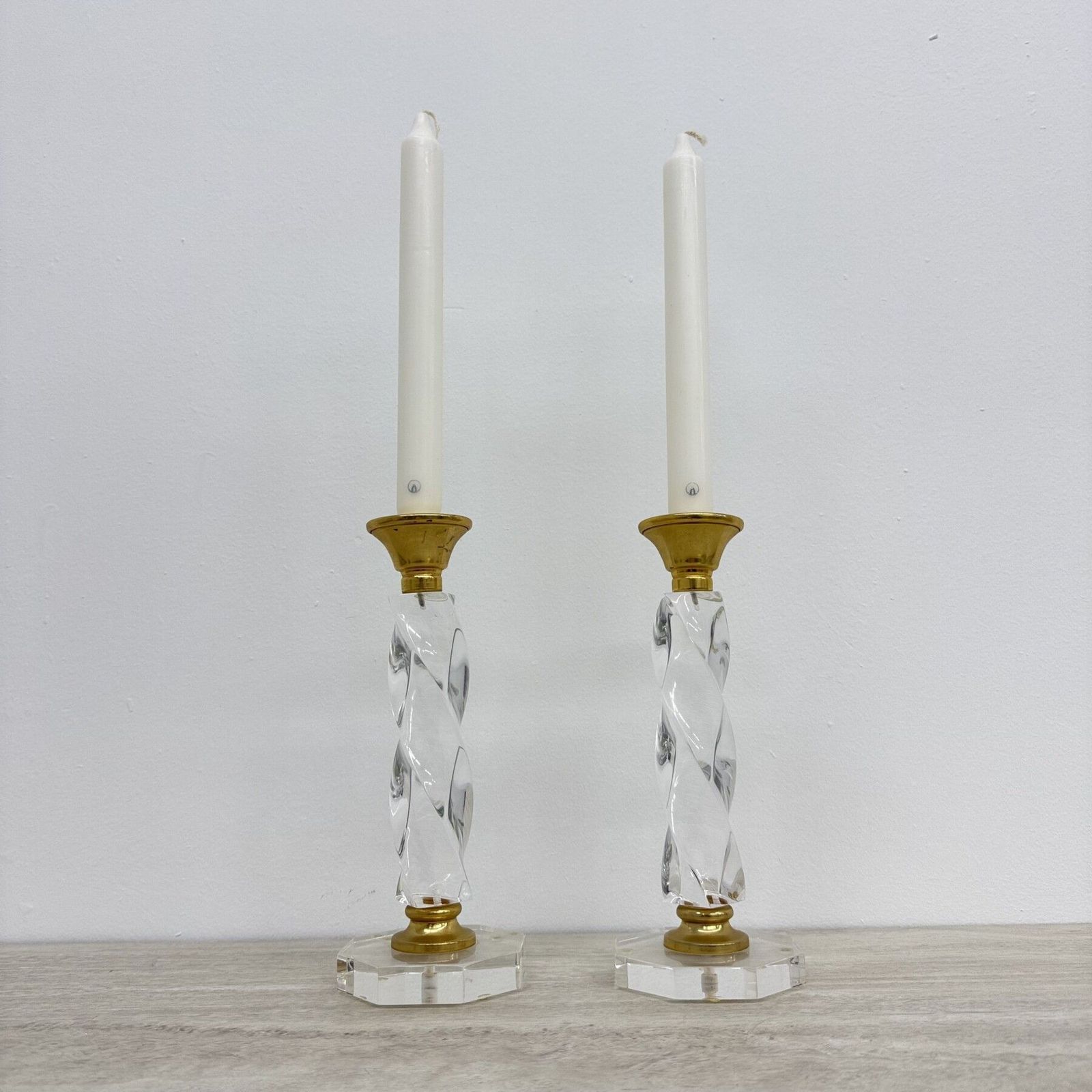 Set Of 2 Lucite Twisted Candle Sticks, 1970’s photo furniture