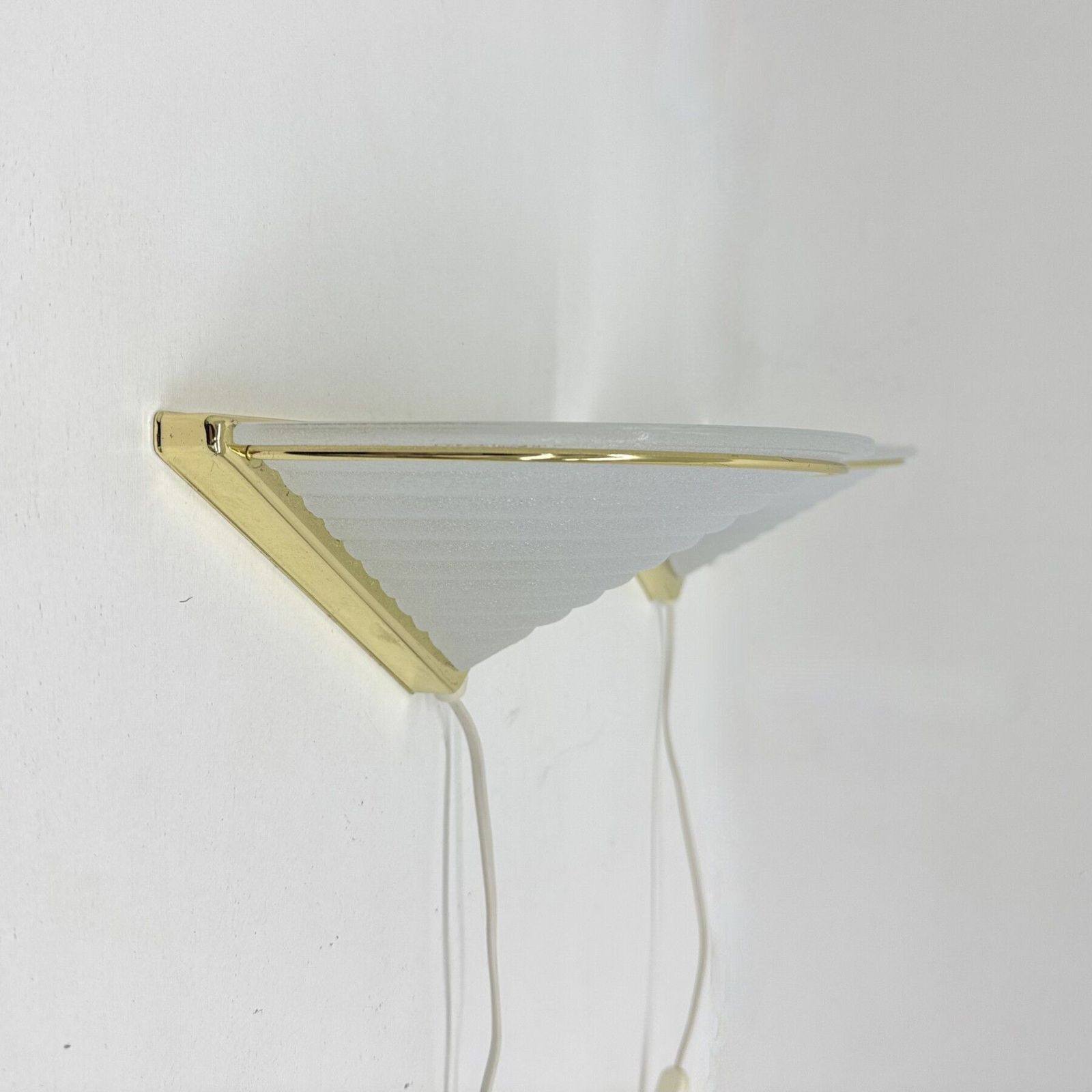 Set Of Vintage Glass Wall Lamps With Gold Holder, 1970s photo 377.0