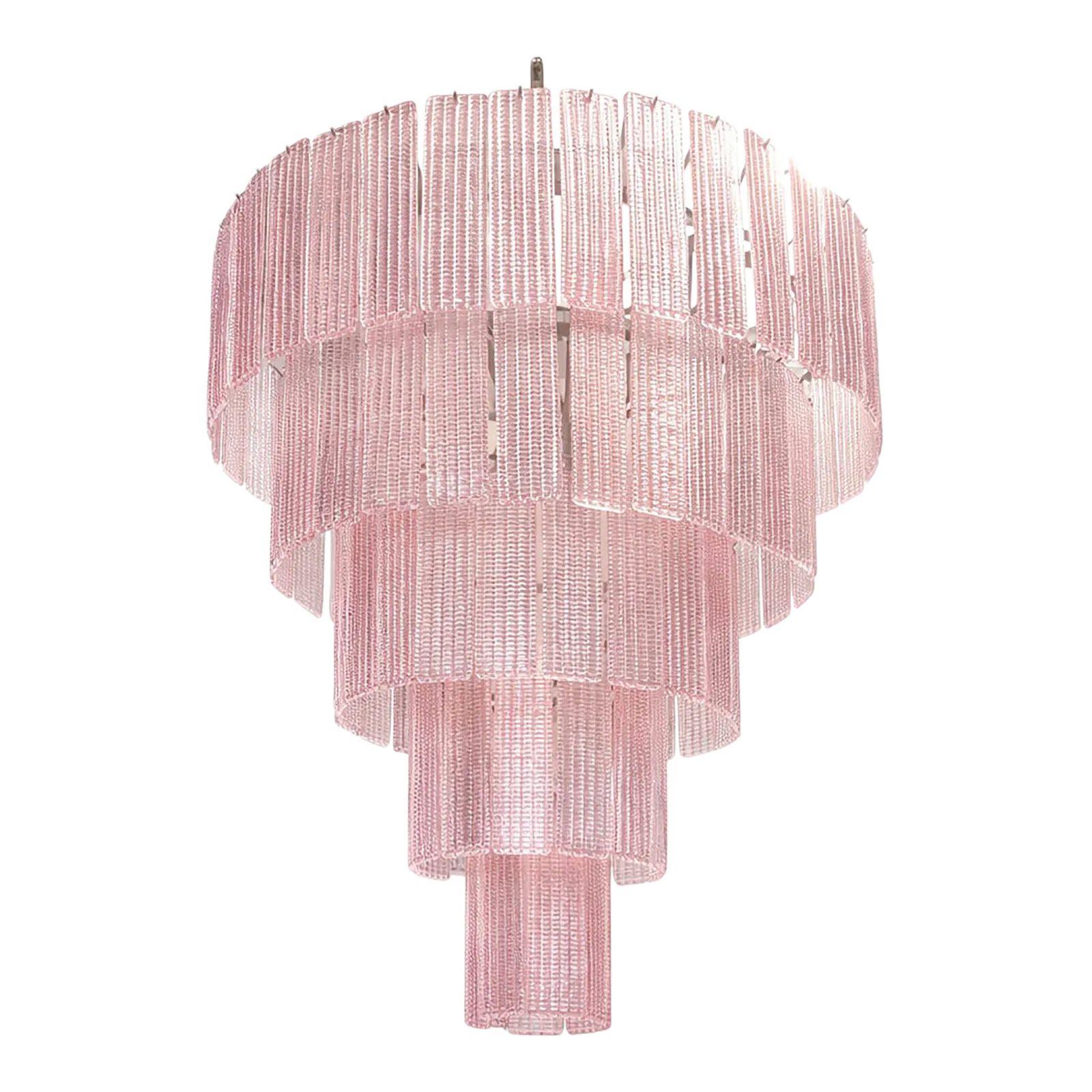 Contemporary Murano Glass Sputnik Chandelier, Mazzega Venini Barovier Style In Pink Strip Color
