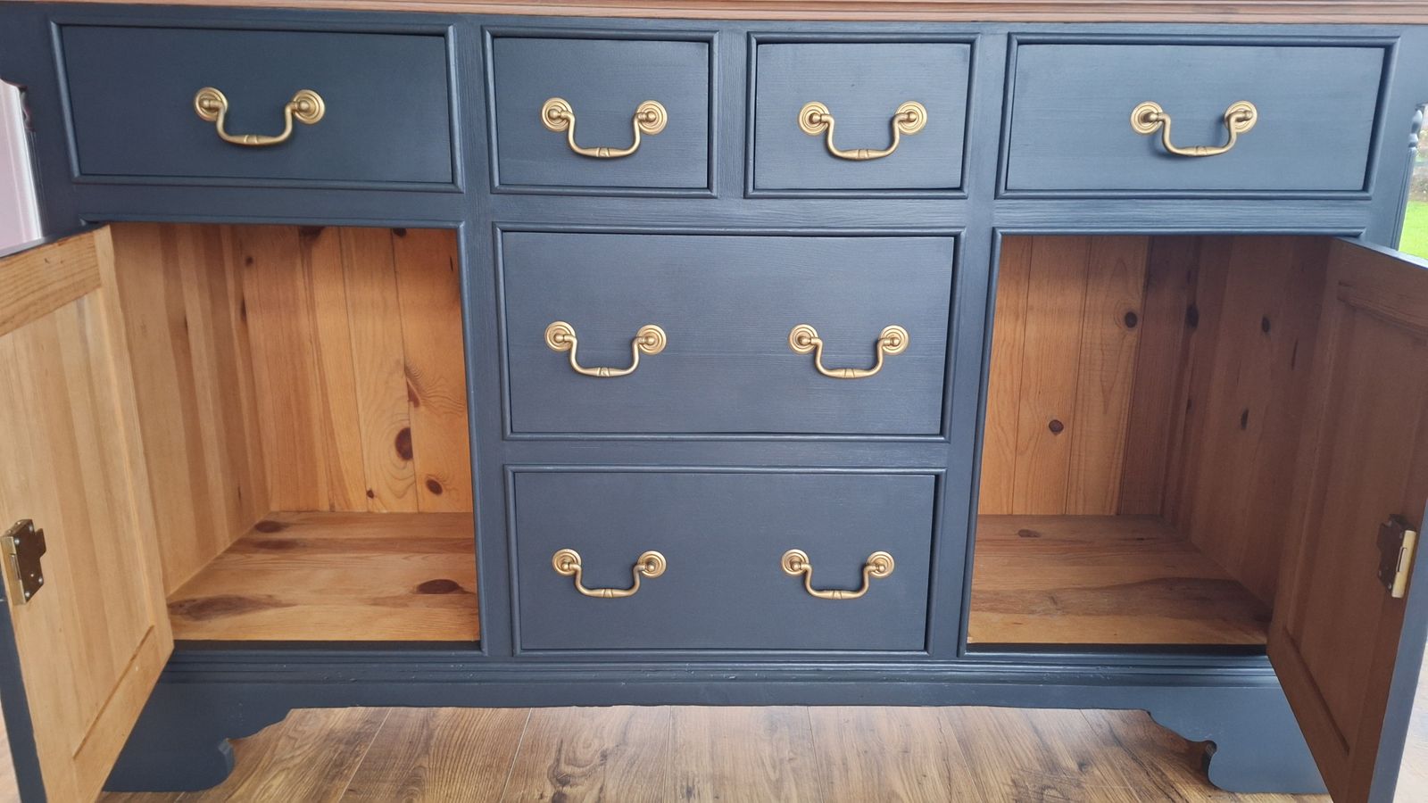 Painted Welsh Dresser In Cream & Dark Grey photo Furniture