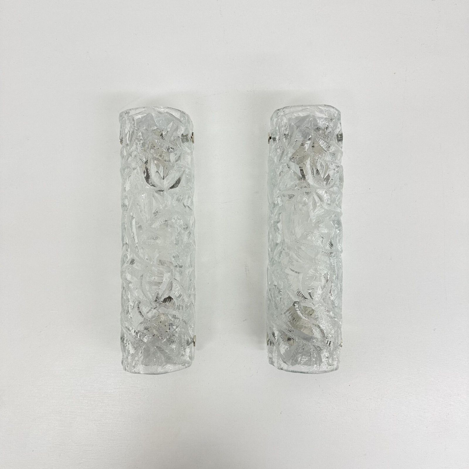 Pair Of Kaiser Leuchten Ice Glass Wall Lamps Sconce , 1970s photo furniture