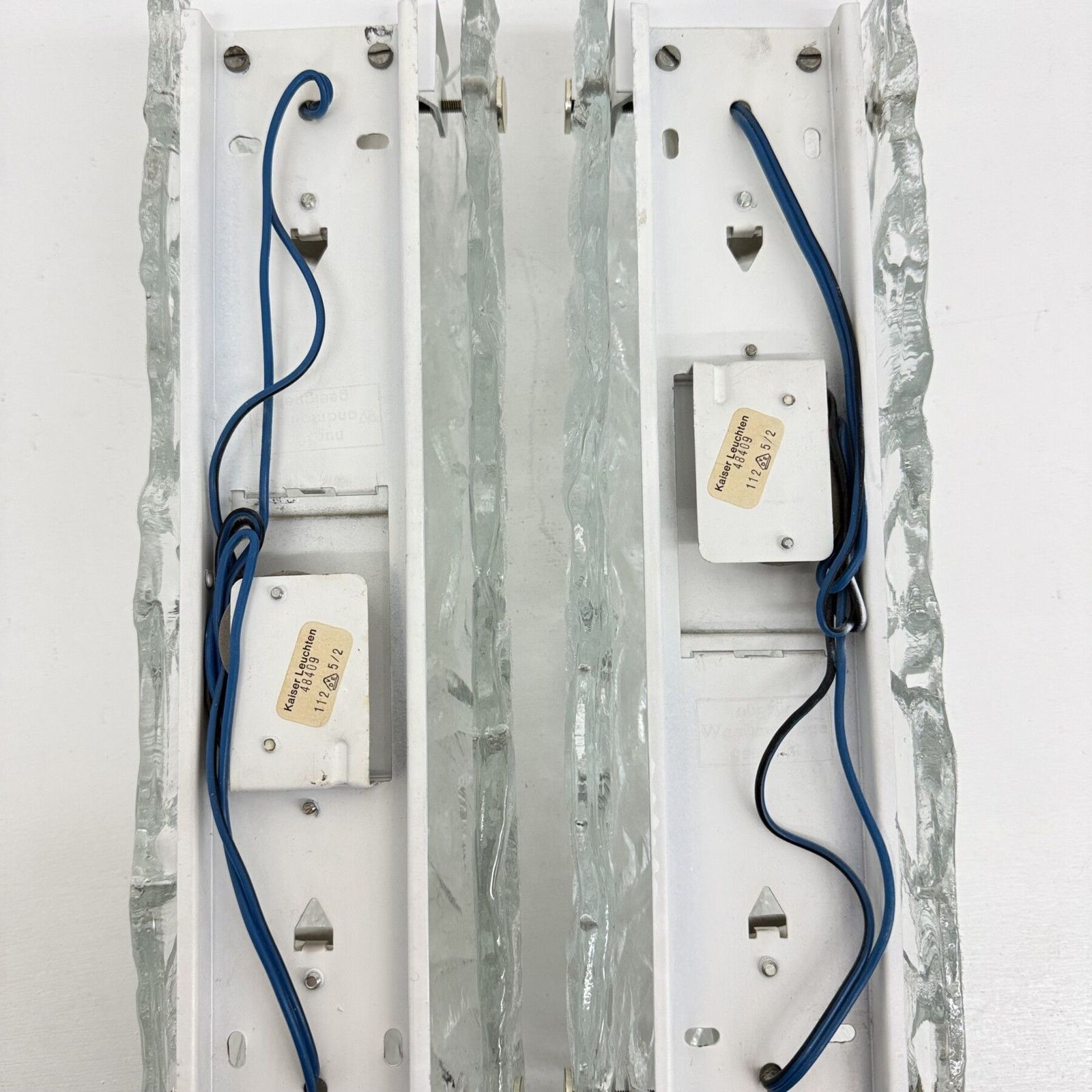 Pair Of Kaiser Leuchten Ice Glass Wall Lamps Sconce , 1970s photo Lighting