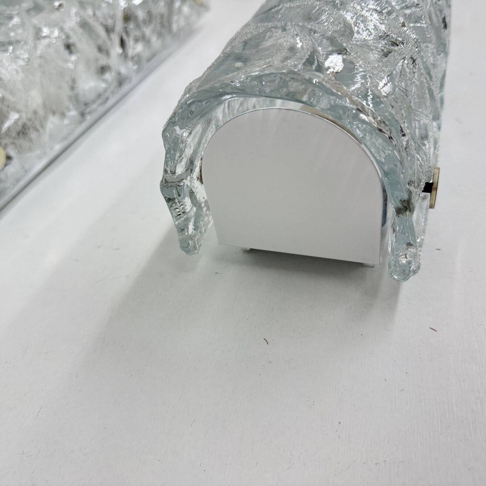 photo furniture Pair Of Kaiser Leuchten Ice Glass Wall Lamps Sconce , 1970s