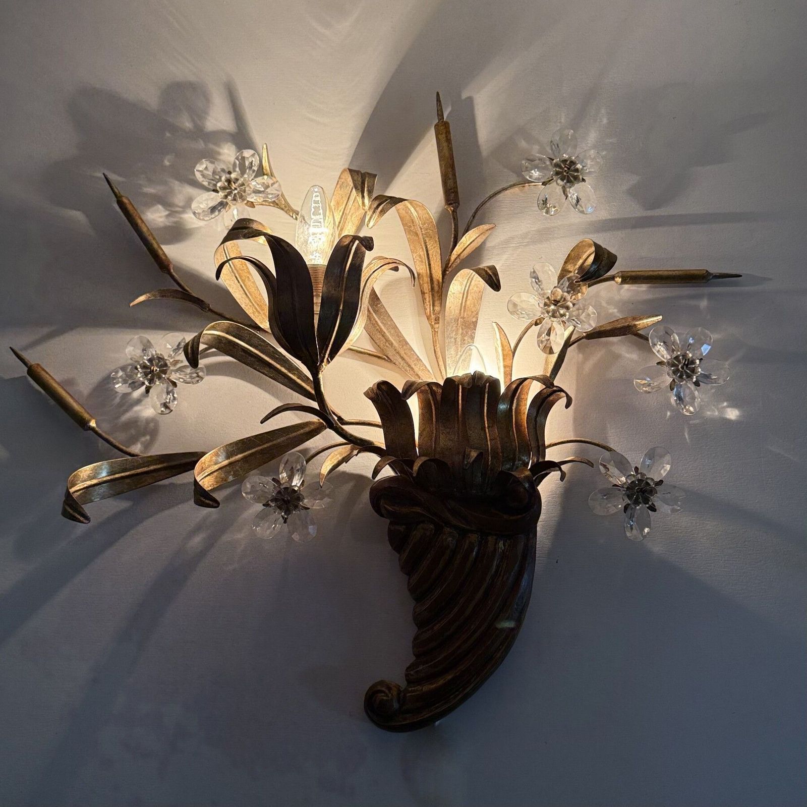 Mid Century Design Banci Style Wall Lamp Sconce Crystal Flower Bouquet , 1970s photo furniture