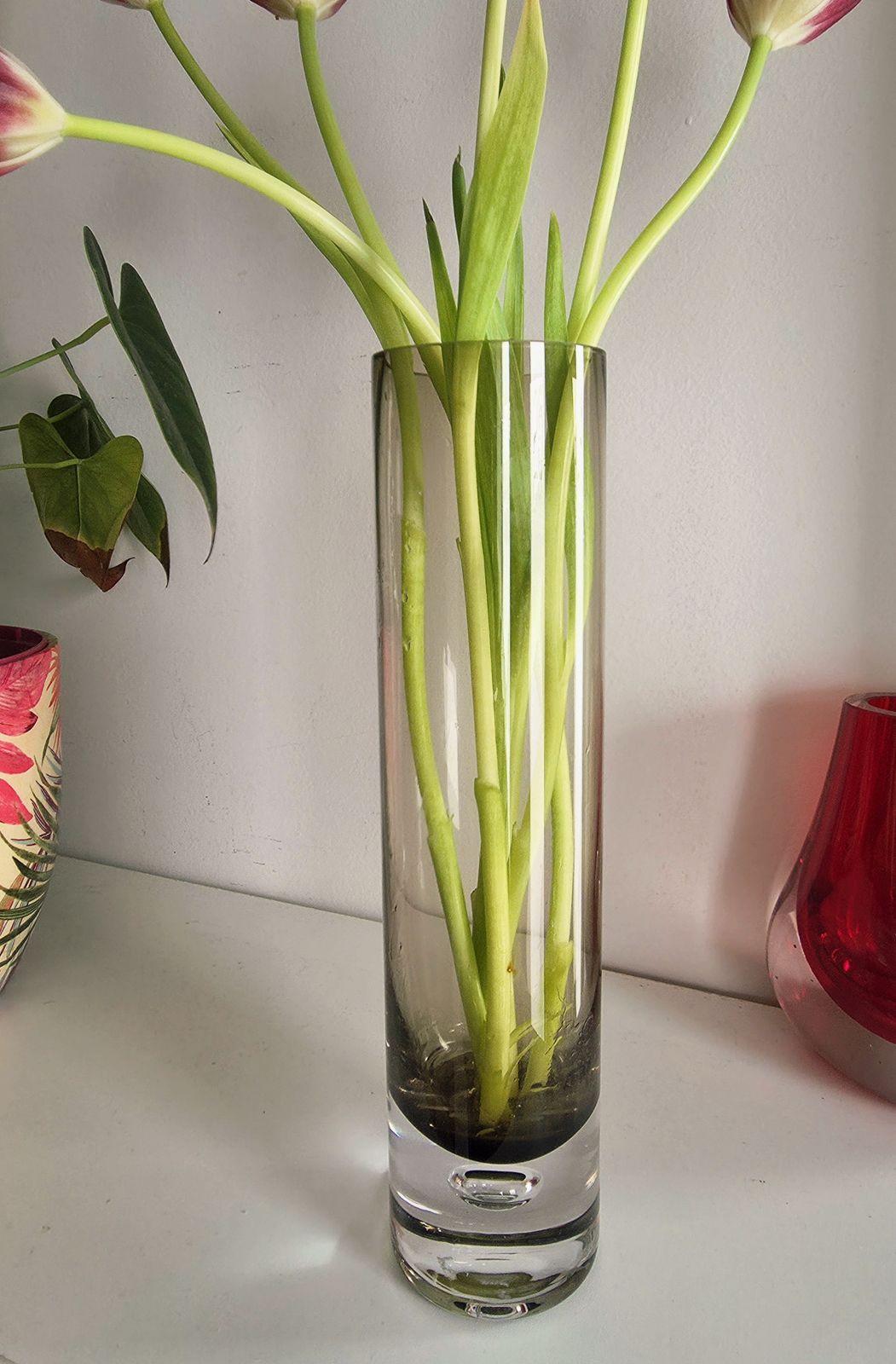 Mid Century 1960's Las Palmas Smoked Glass Vase By Roland Posch For Gral Glas photo for sale