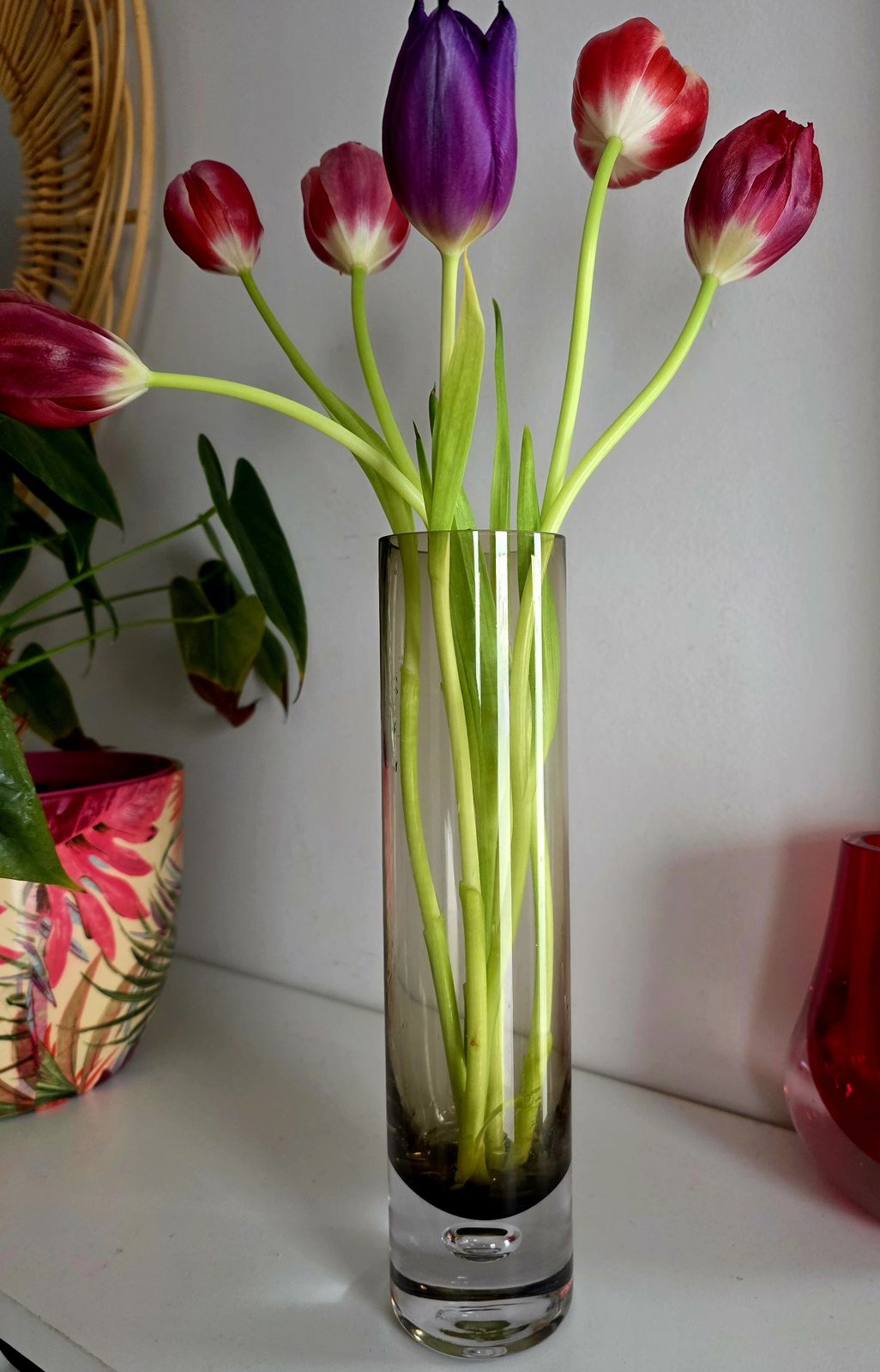 Mid Century 1960's Las Palmas Smoked Glass Vase By Roland Posch For Gral Glas