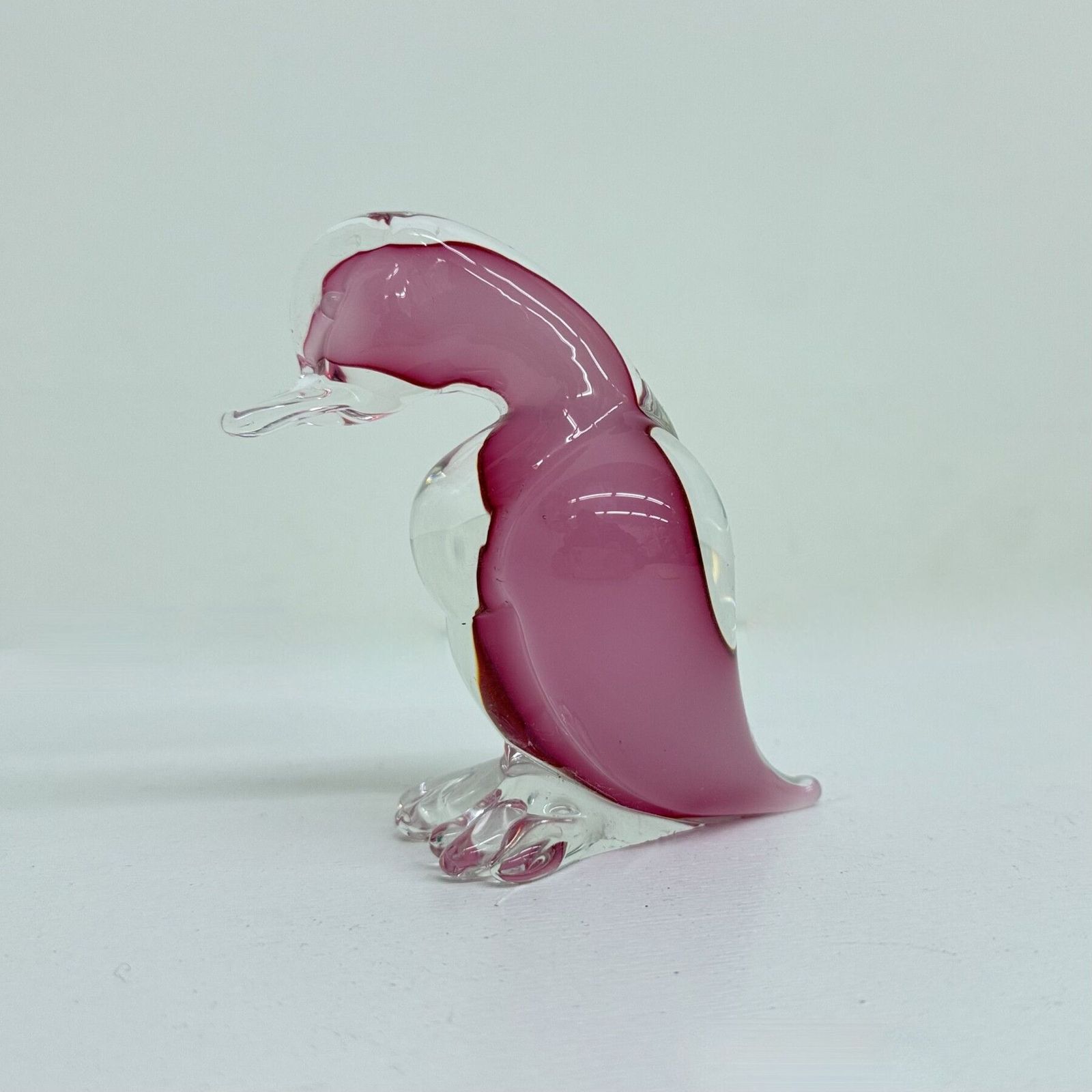 photo vintage Archimede Seguso Rare Murano Pink Alabastro Art Glass Duck , 1970s